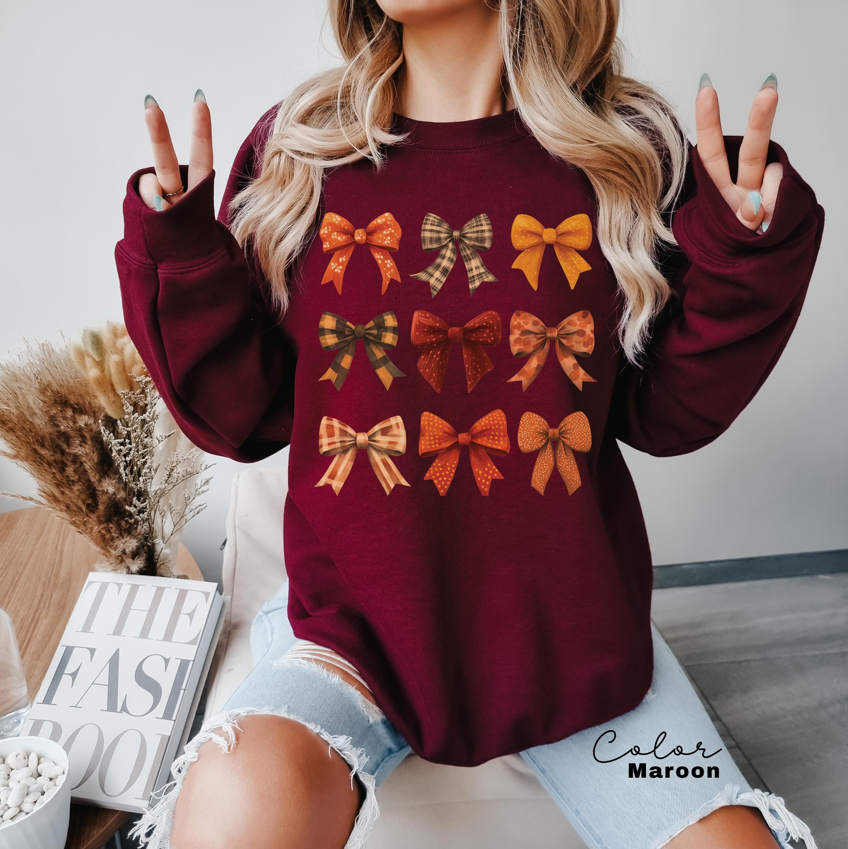 Coquette Bow Sweatshirt Fall, Vintage Fall Sweatshirt, Autumn Pumpkin Tee, Fall T-Shirt , Comfort Colors® Shirt, Thanksgiving Shirt,