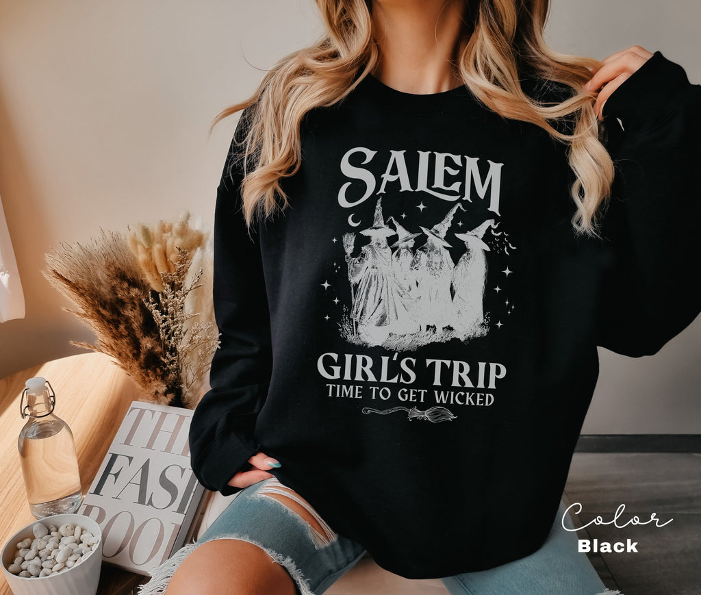 Girls Trip Salem Sweatshirt, Vintage Halloween, Retro Halloween, Halloween Witch Sweatshirt, Salem Massachusetts, Salem Witch