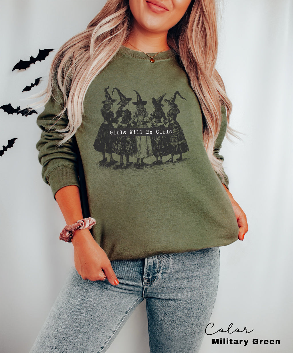 Girls Will Be Girls Witch Shirt, Funny Witch Sweatshirt, Halloween Women Shirt, Witchy Vibes Shirt, Halloween Party Shirt