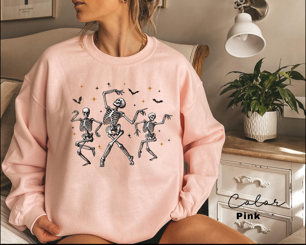 Dancing Skeleton Sweatshirt, Retro Halloween Women's, Halloween Party Crewneck, Spooky Season Skeleton Sweater, Dancing Halloween,
