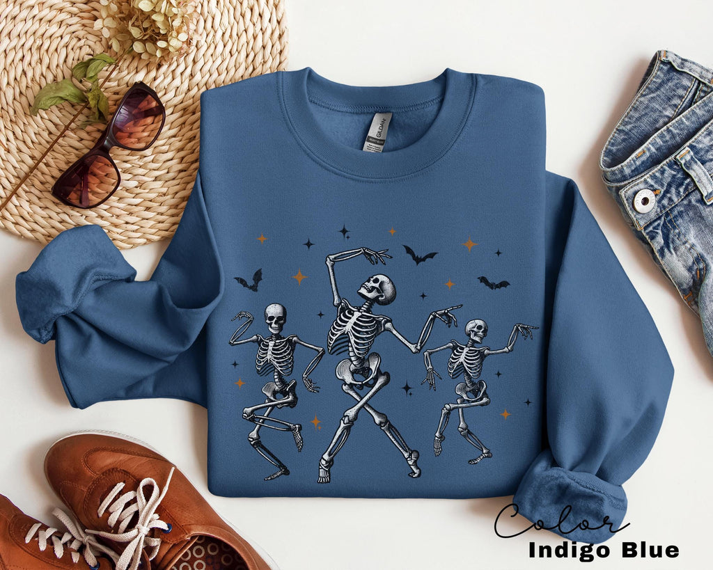 Dancing Skeleton Sweatshirt, Retro Halloween Women's, Halloween Party Crewneck, Spooky Season Skeleton Sweater, Dancing Halloween,
