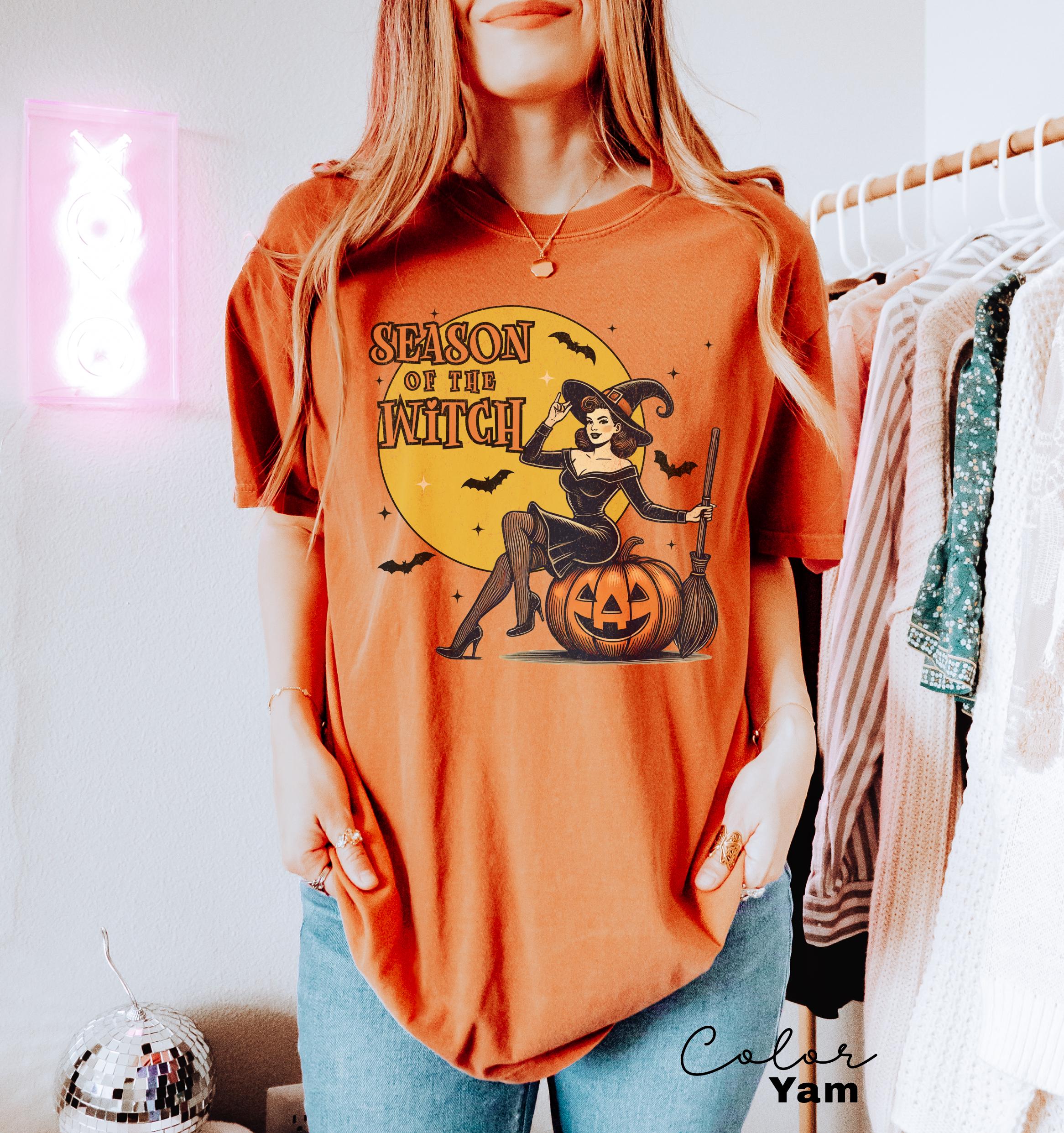 Season of the Witch Shirt Funny Vintage Halloween Tshirt Cute Retro Horror Social Club Tee Fall Party Trendy Spooky Clothing Comfort Colors