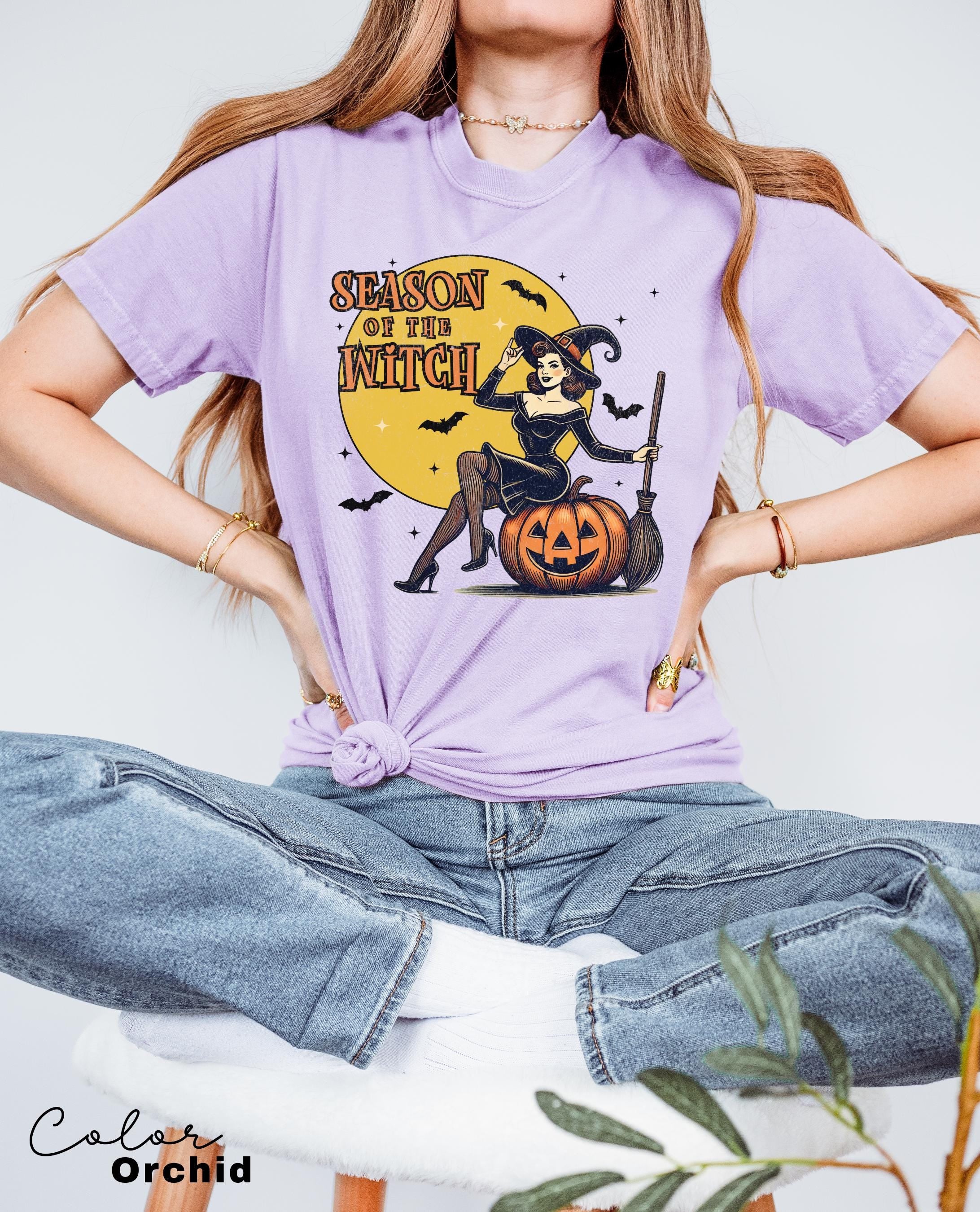 Season of the Witch Shirt Funny Vintage Halloween Tshirt Cute Retro Horror Social Club Tee Fall Party Trendy Spooky Clothing Comfort Colors