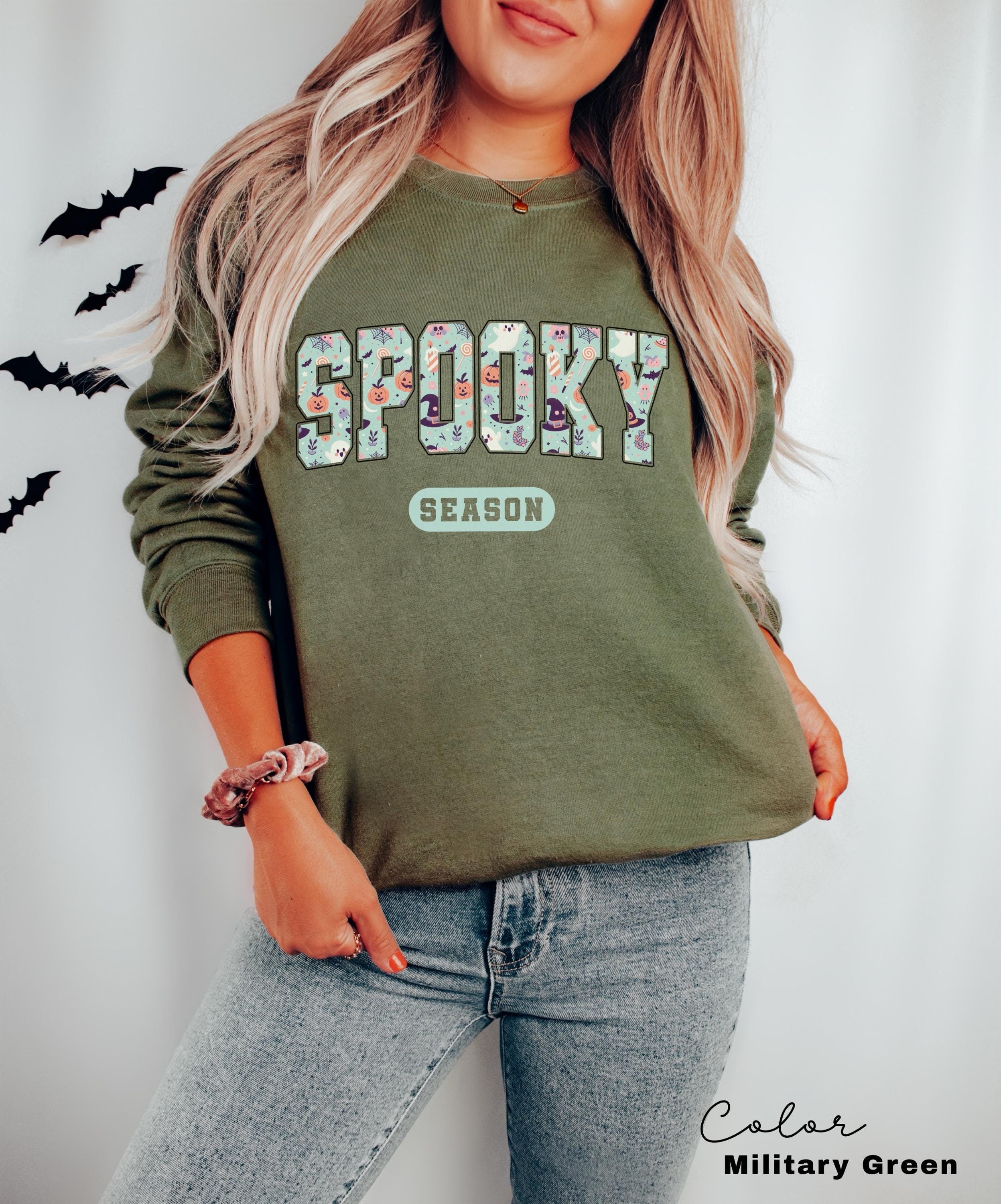Cute Spooky Season Sweatshirt,Halloween Sweatshirt, Womens Halloween Sweatshirt, Cute Fall Sweater, Gift For Halloween, Spooky Season Shirt