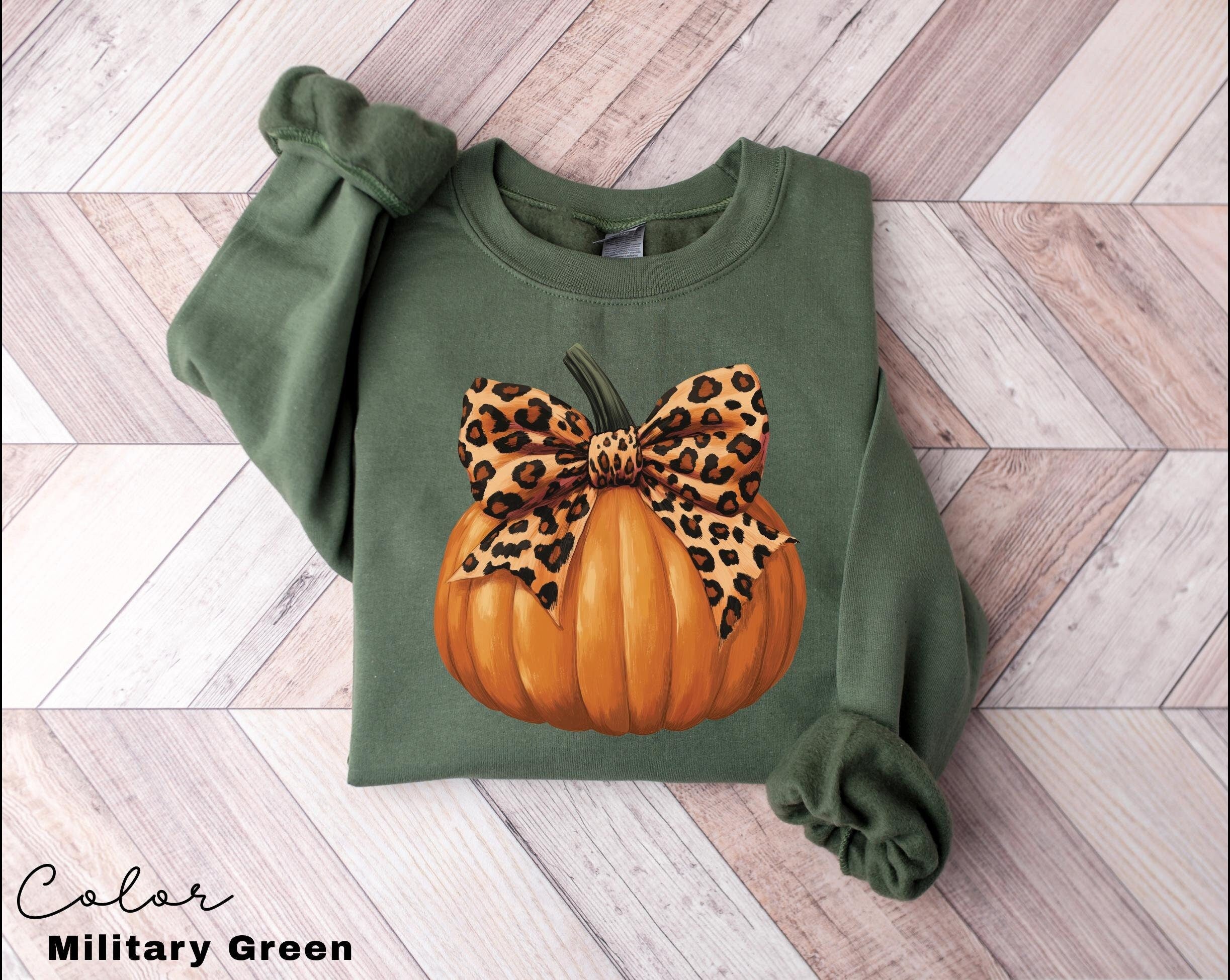 Leopard Pumpkin Season Sweatshirt, Fall Pumpkin Coquette Bow Sweater, Fall Vibes Shirt, Fall Season Shirt, Halloween Patch Shirt,