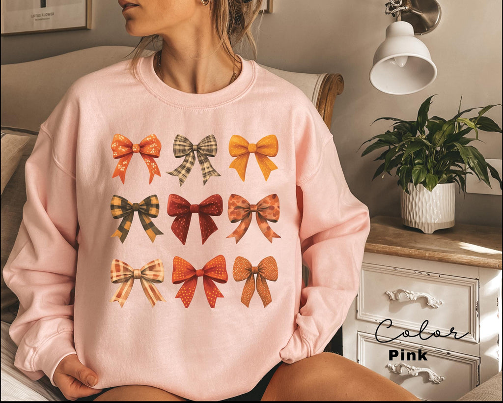 Coquette Bow Sweatshirt Fall, Vintage Fall Sweatshirt, Autumn Pumpkin Tee, Fall T-Shirt , Comfort Colors® Shirt, Thanksgiving Shirt,
