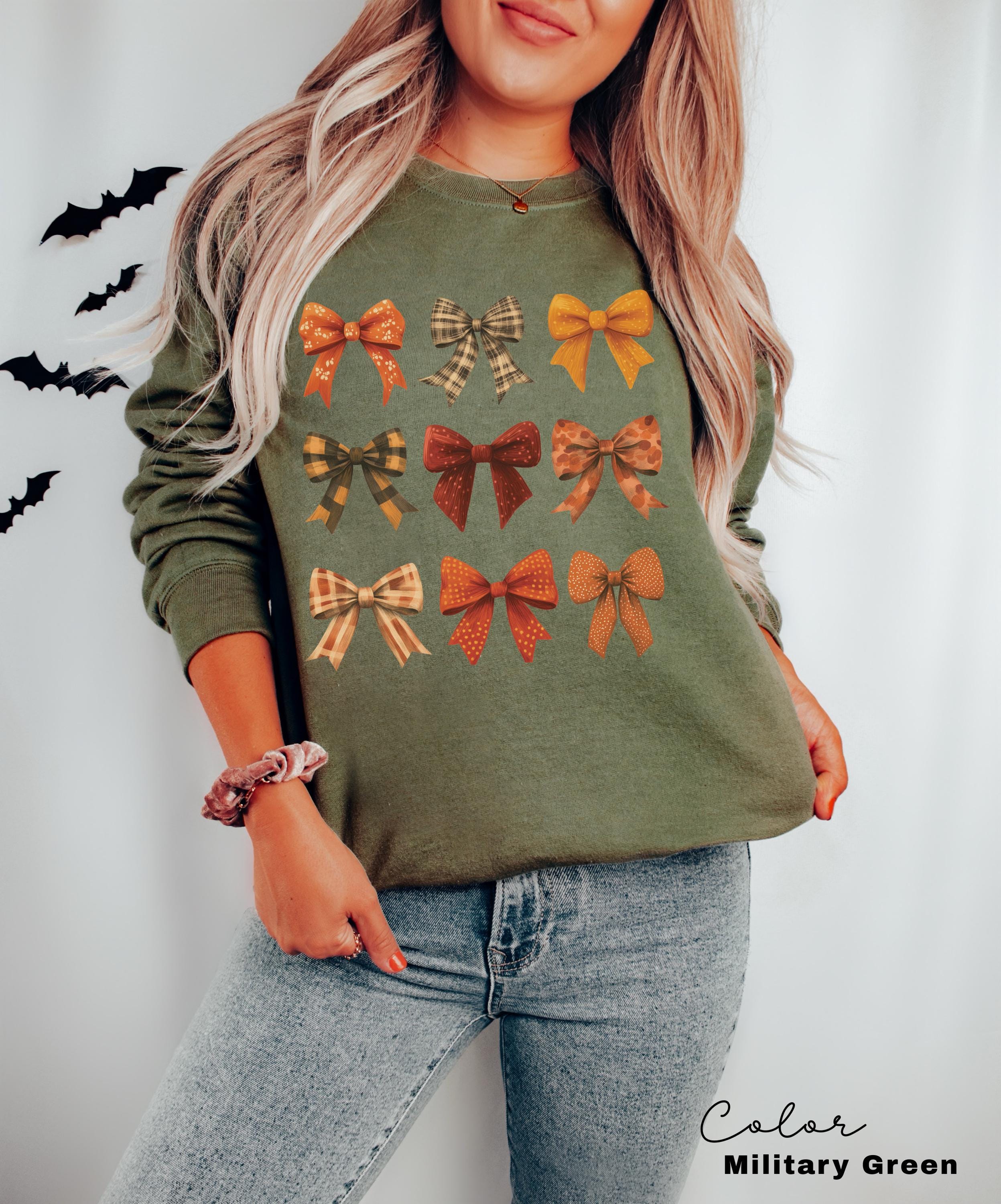 Coquette Bow Sweatshirt Fall, Vintage Fall Sweatshirt, Autumn Pumpkin Tee, Fall T-Shirt , Comfort Colors® Shirt, Thanksgiving Shirt,