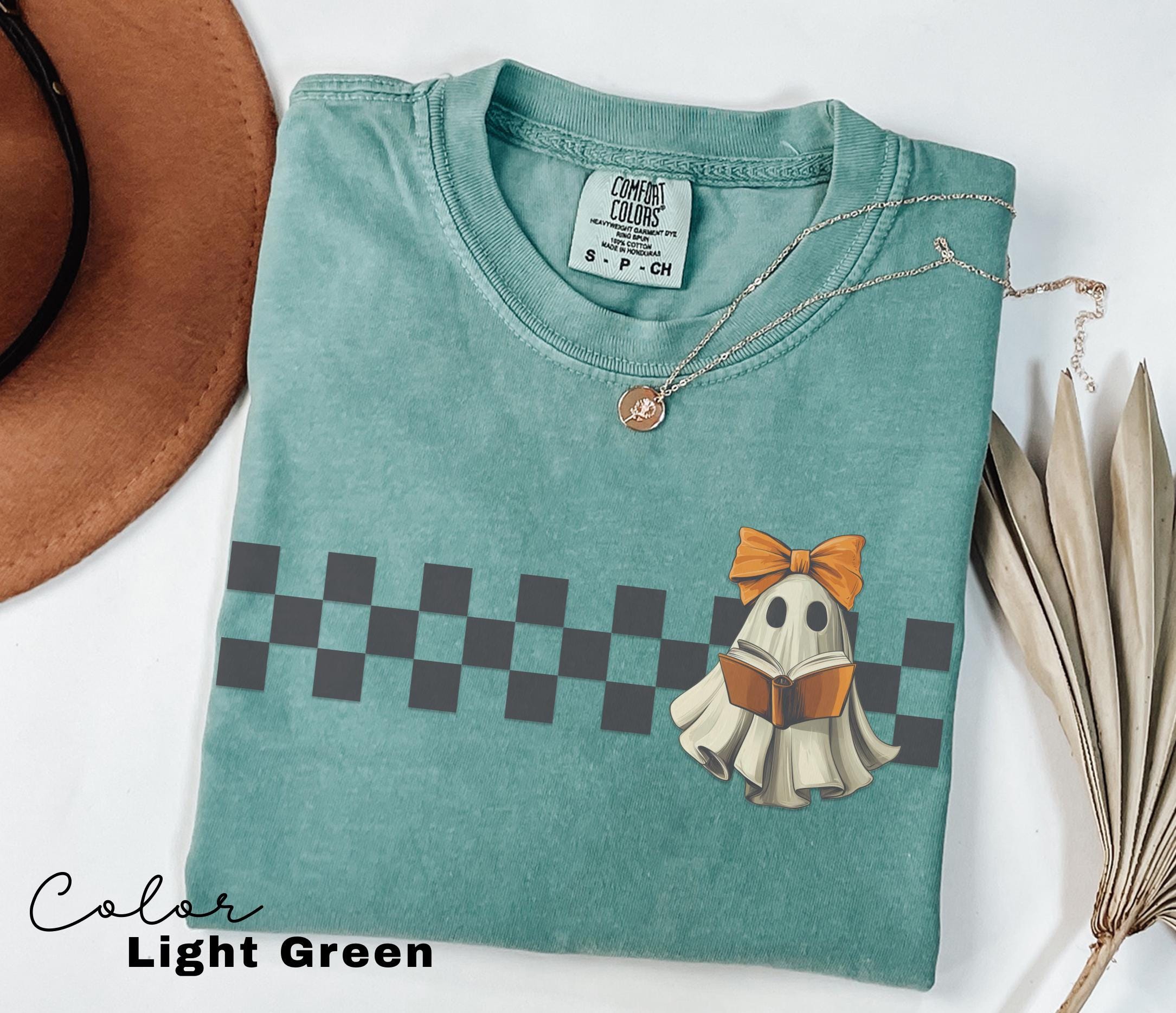 Reading Teacher Womens Halloween Shirt, Cute Ghost Reading Books Shirt, Books Lover Halloween Shirt, Bookish Halloween Shirt, Spooky Season