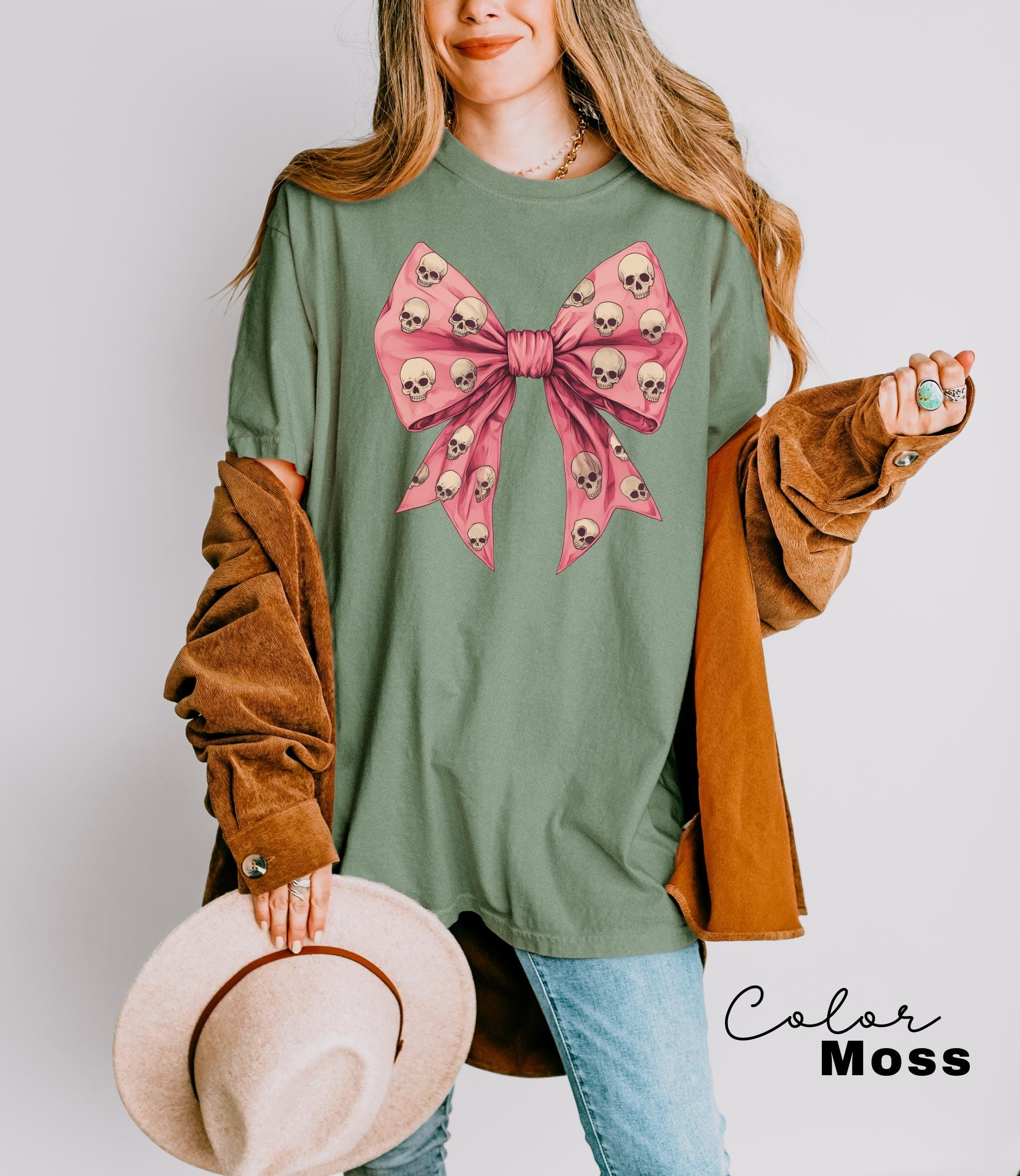 Coquette Halloween Shirt, Coquette Pink Bow Skull Shirts, Halloween Bow Shirt, Pink Coquette Halloween T-Shirt, Pink Spooky Vibes Shirts