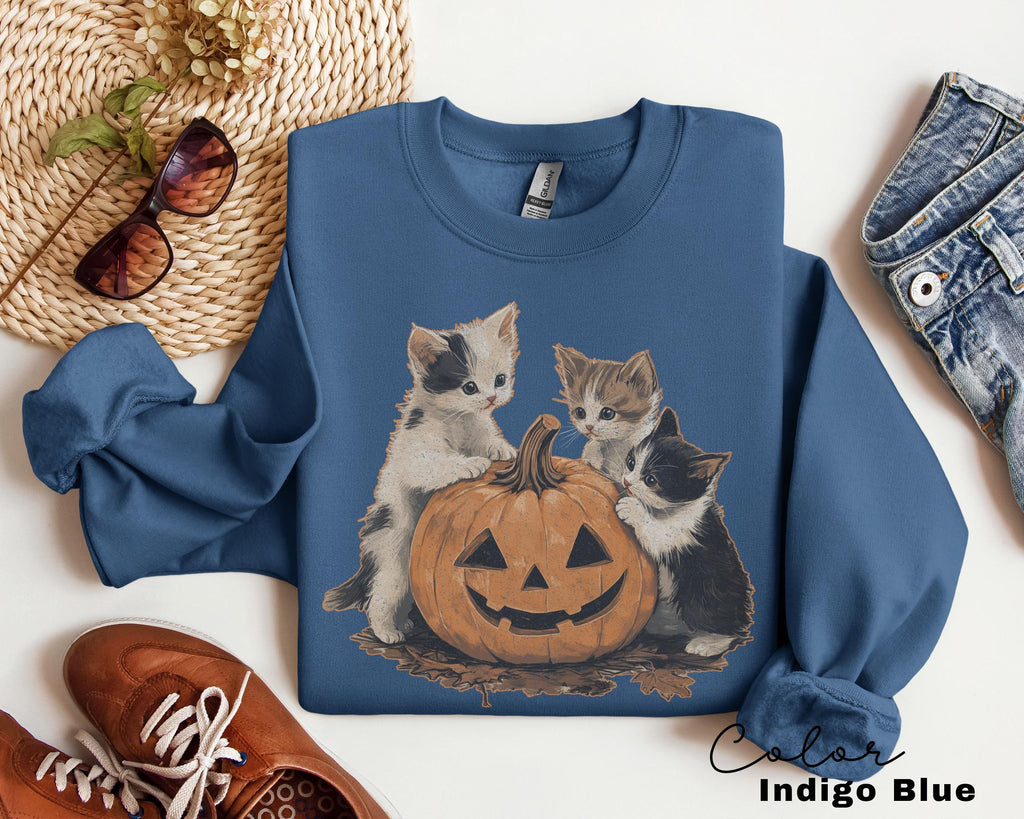 Vintage 90s Cat Halloween Sweatshirt, Retro Halloween Shirt, Spooky Season Tee, Pumpkin Shirt, Cat Lover Shirt, Black Cat, Spooky Season
