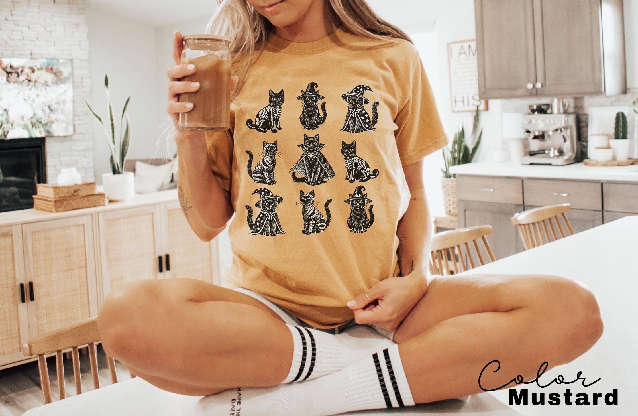 Halloween Black Cat Shirt, Comfort Colors Cat T-shirt, Cat Lover Gift, Happy Halloween, Retro Spooky Season, Black Cat Costume Tee