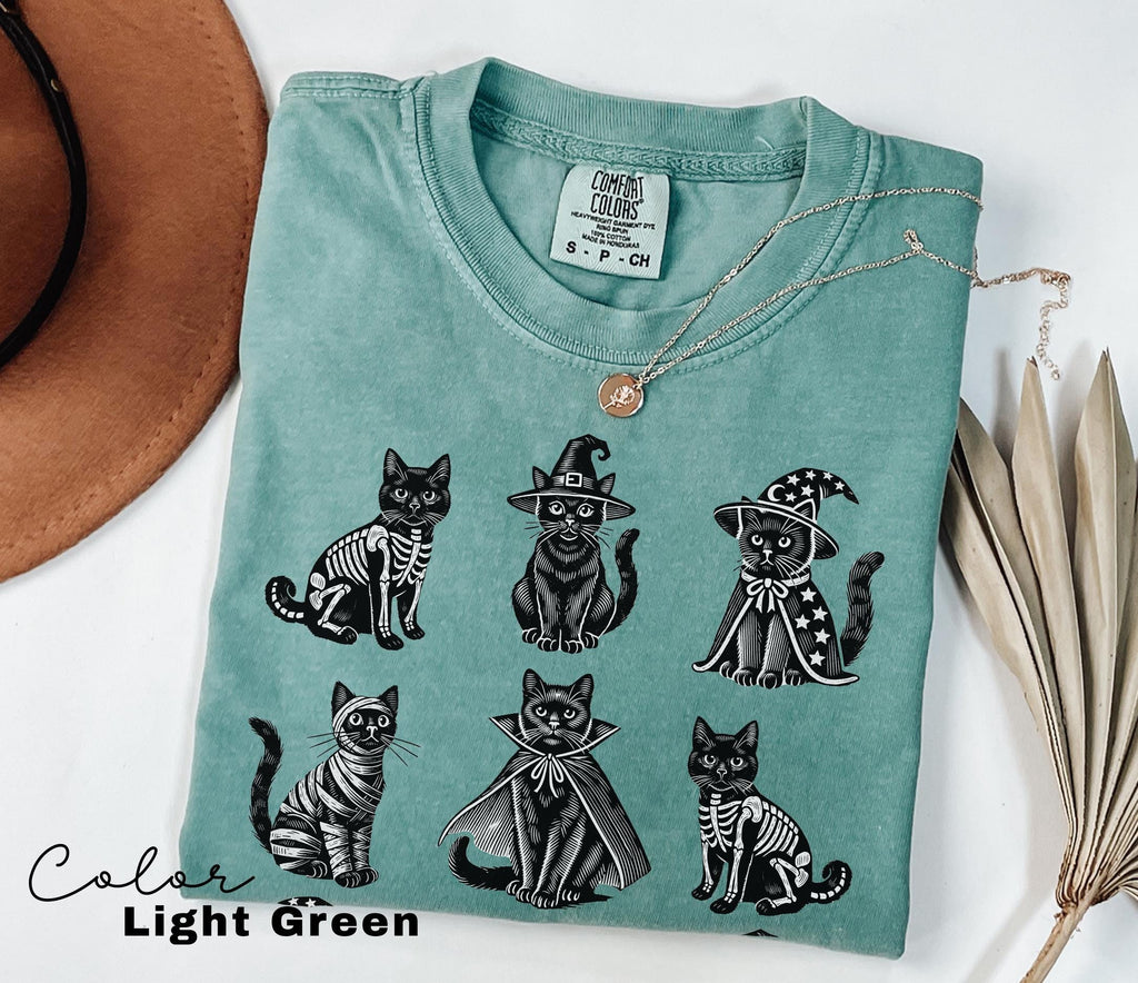 Halloween Black Cat Shirt, Comfort Colors Cat T-shirt, Cat Lover Gift, Happy Halloween, Retro Spooky Season, Black Cat Costume Tee