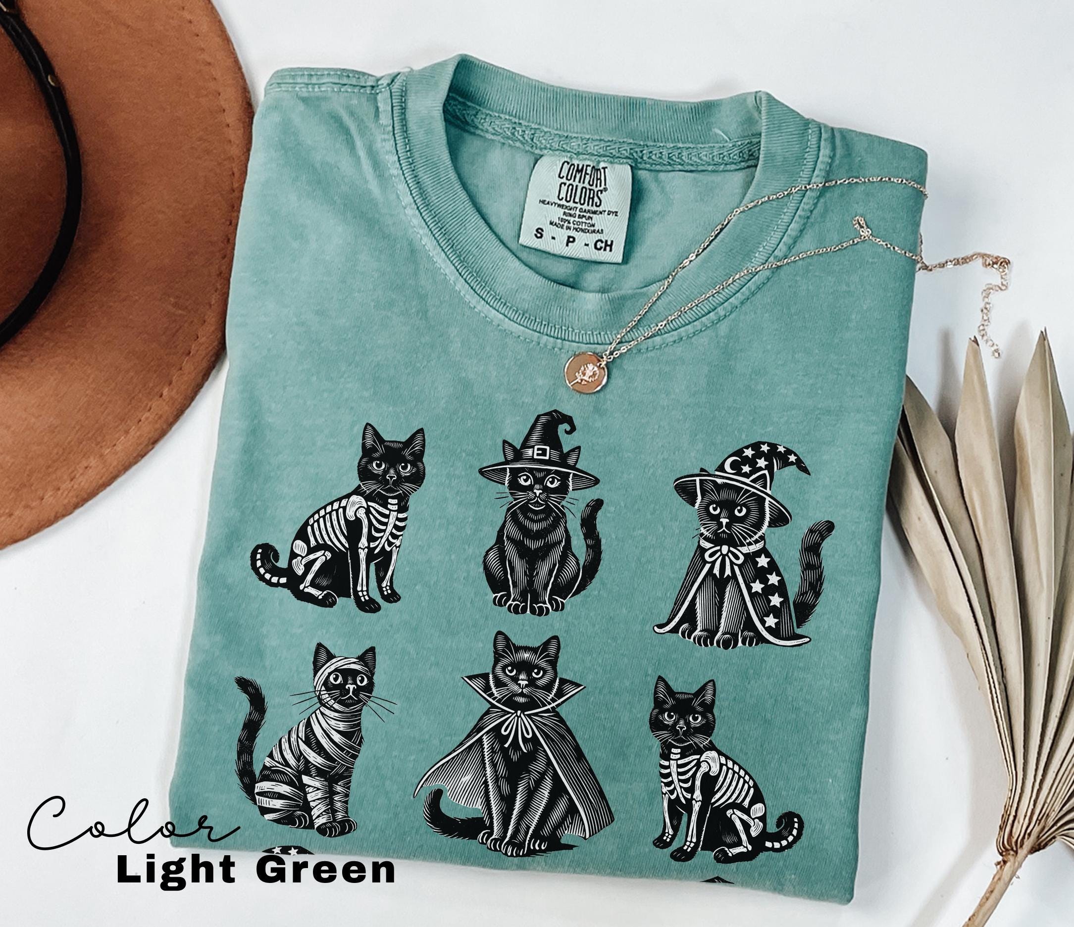 Halloween Black Cat Shirt, Comfort Colors Cat T-shirt, Cat Lover Gift, Happy Halloween, Retro Spooky Season, Black Cat Costume Tee