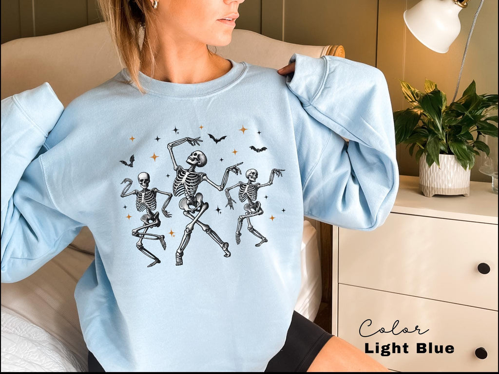 Dancing Skeleton Sweatshirt, Retro Halloween Women's, Halloween Party Crewneck, Spooky Season Skeleton Sweater, Dancing Halloween,