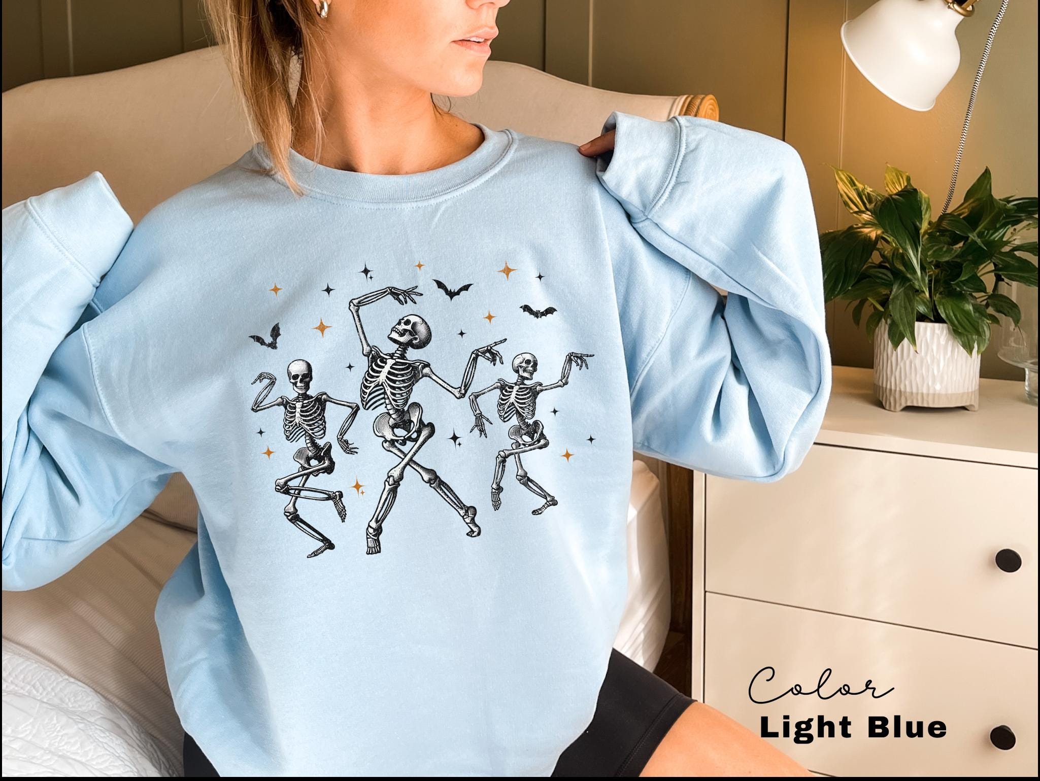 Dancing Skeleton Sweatshirt, Retro Halloween Women's, Halloween Party Crewneck, Spooky Season Skeleton Sweater, Dancing Halloween,