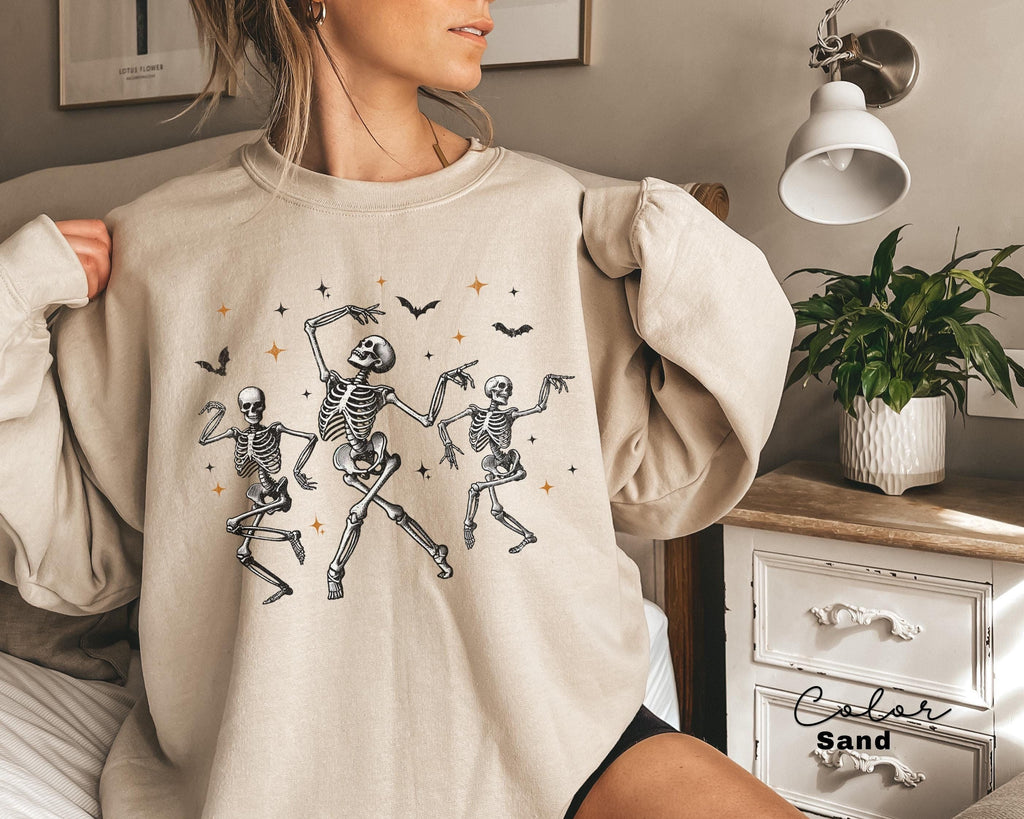 Dancing Skeleton Sweatshirt, Retro Halloween Women's, Halloween Party Crewneck, Spooky Season Skeleton Sweater, Dancing Halloween,