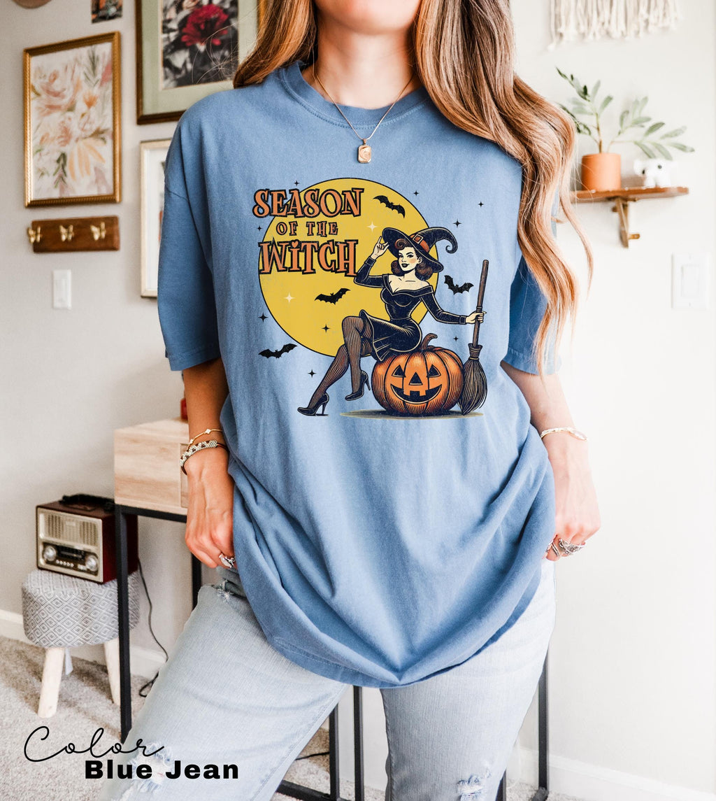 Season of the Witch Shirt Funny Vintage Halloween Tshirt Cute Retro Horror Social Club Tee Fall Party Trendy Spooky Clothing Comfort Colors
