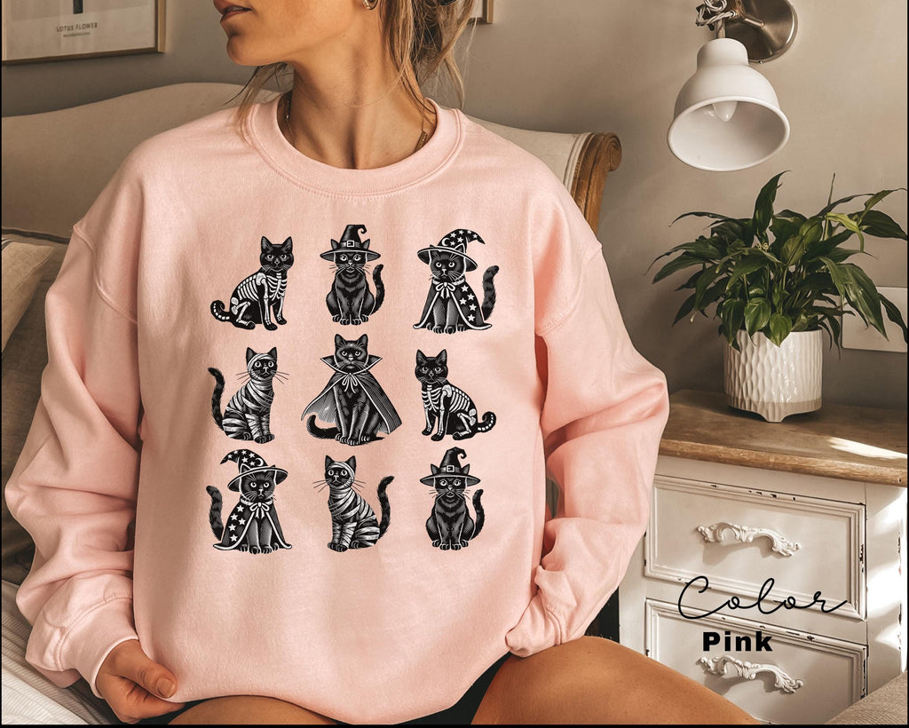 Vintage Black Cat Halloween Sweatshirt, Vintage Black cat sweatshirt, Halloween sweatshirt, Spooky season sweatshirt, Halloween Crewneck