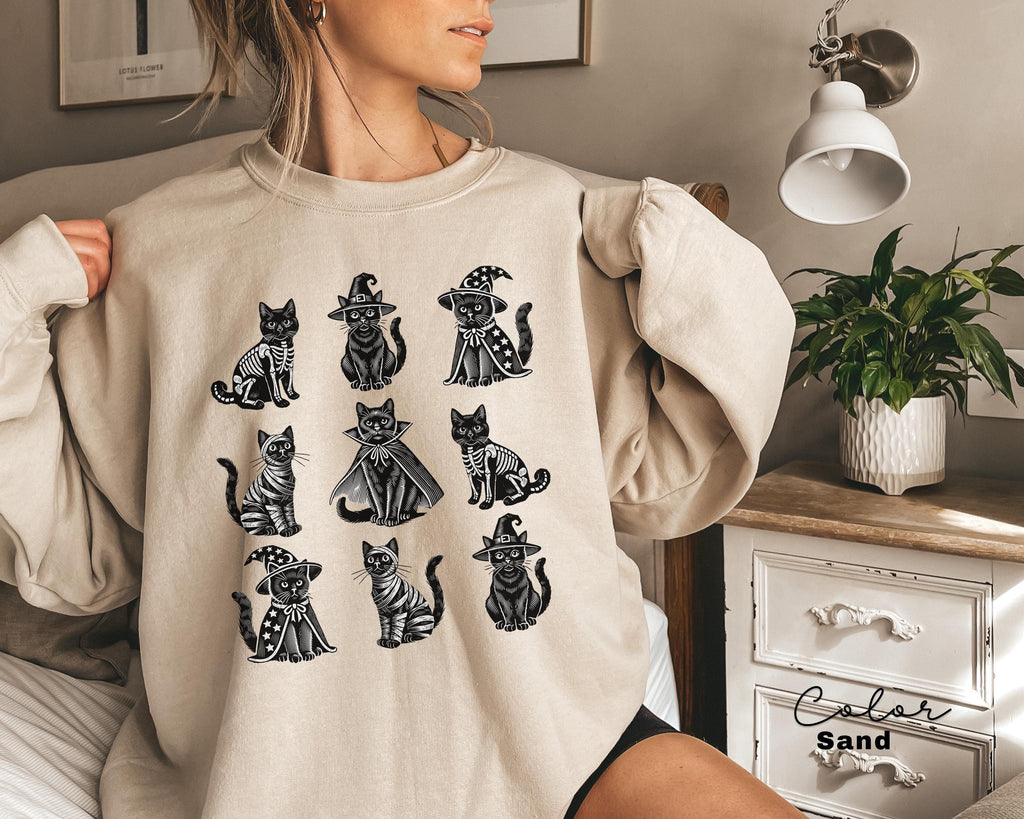 Vintage Black Cat Halloween Sweatshirt, Vintage Black cat sweatshirt, Halloween sweatshirt, Spooky season sweatshirt, Halloween Crewneck