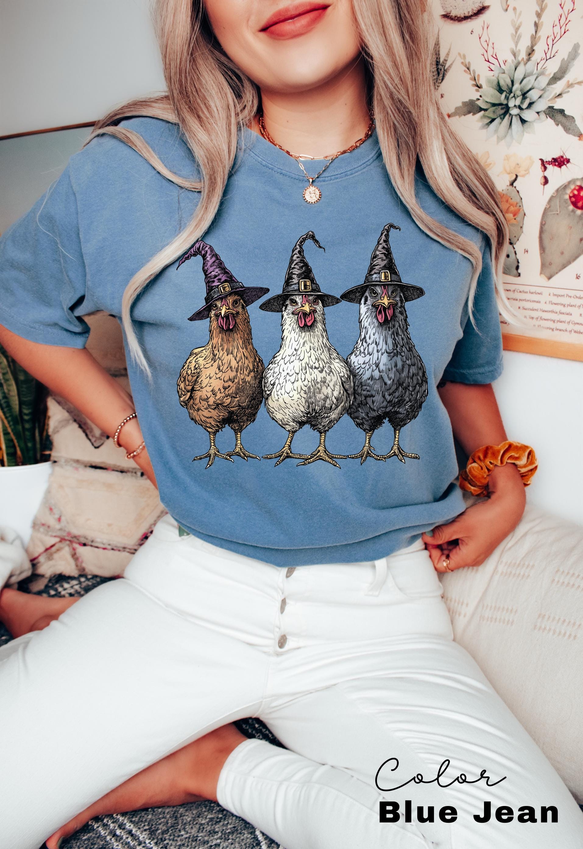 Chicken Witches Funny Halloween Shirt, Vintage Chicken Witch T-Shirt, Funny Women Halloween Gift, Funny Halloween Tee