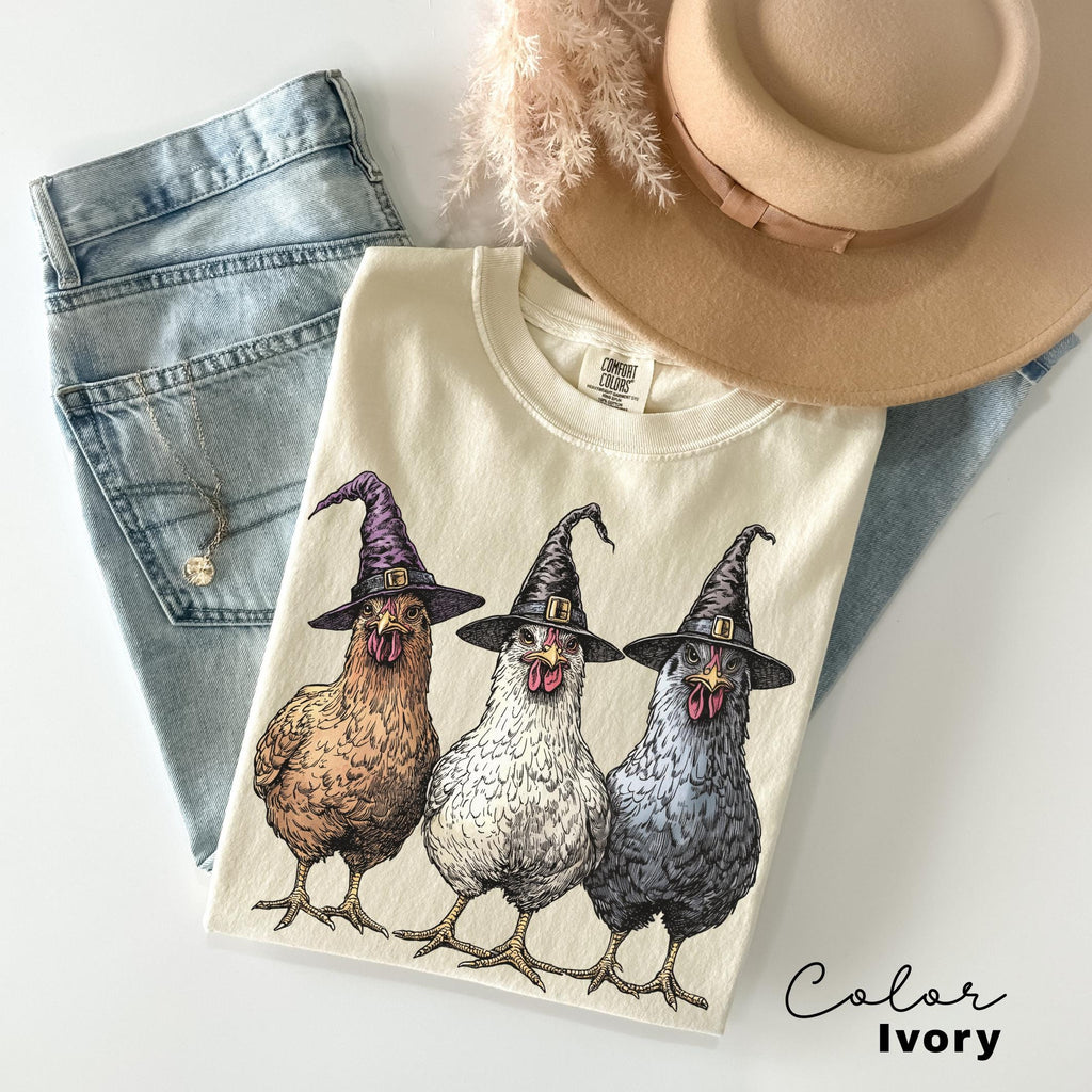 Chicken Witches Funny Halloween Shirt, Vintage Chicken Witch T-Shirt, Funny Women Halloween Gift, Funny Halloween Tee