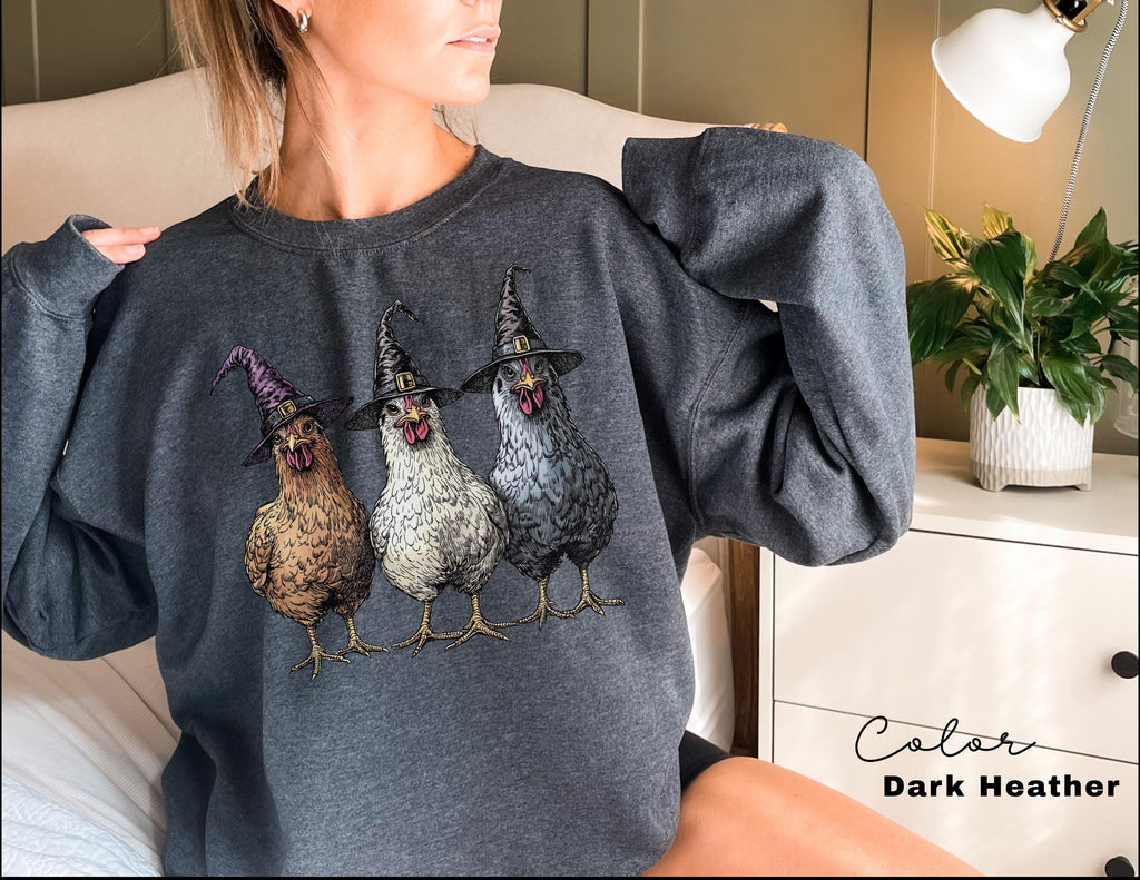 Chicken Witches Funny Halloween Sweatshirt, Vintage Chicken Witch Crewneck, Funny Women Halloween Gift, Country Halloween Sweatshirt,