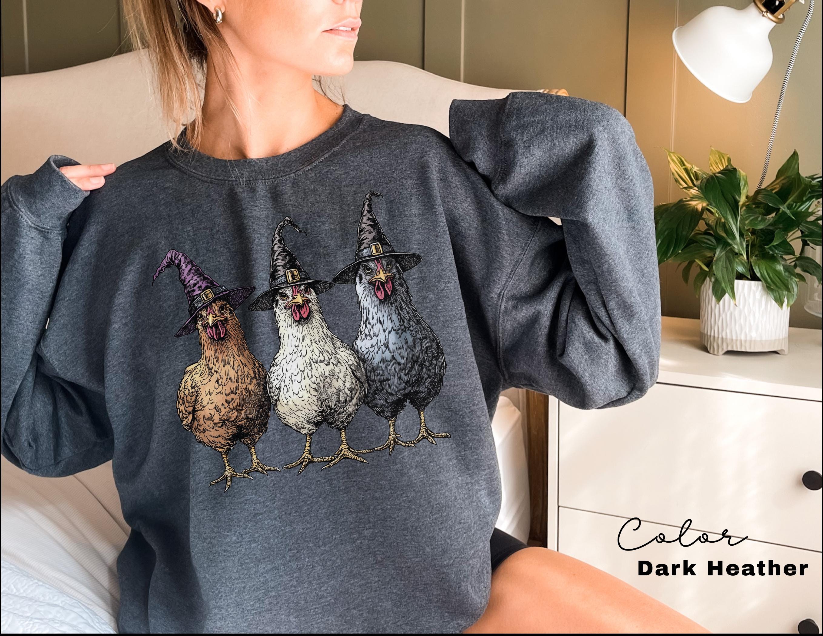 Chicken Witches Funny Halloween Sweatshirt, Vintage Chicken Witch Crewneck, Funny Women Halloween Gift, Country Halloween Sweatshirt,