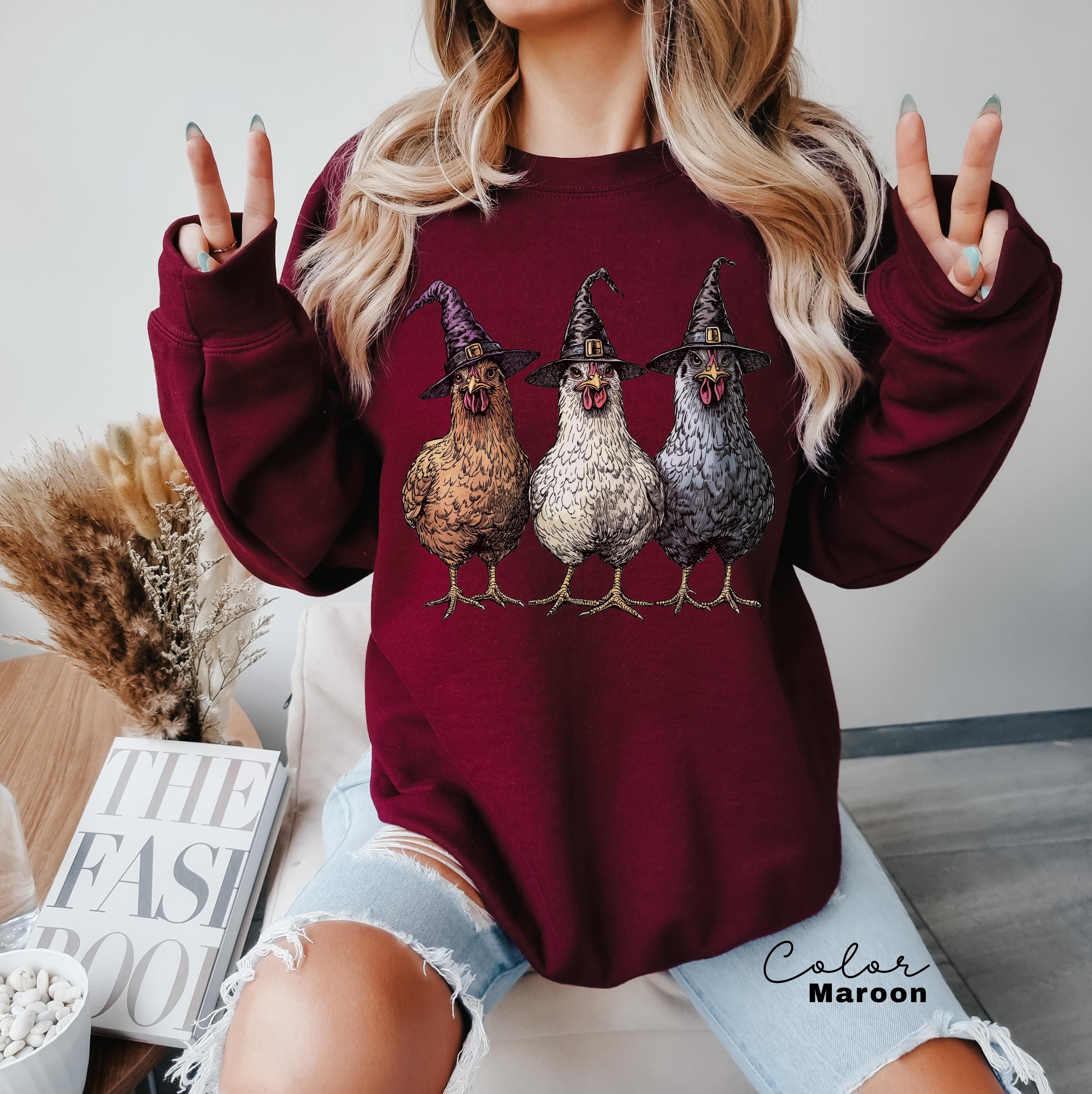 Chicken Witches Funny Halloween Sweatshirt, Vintage Chicken Witch Crewneck, Funny Women Halloween Gift, Country Halloween Sweatshirt,