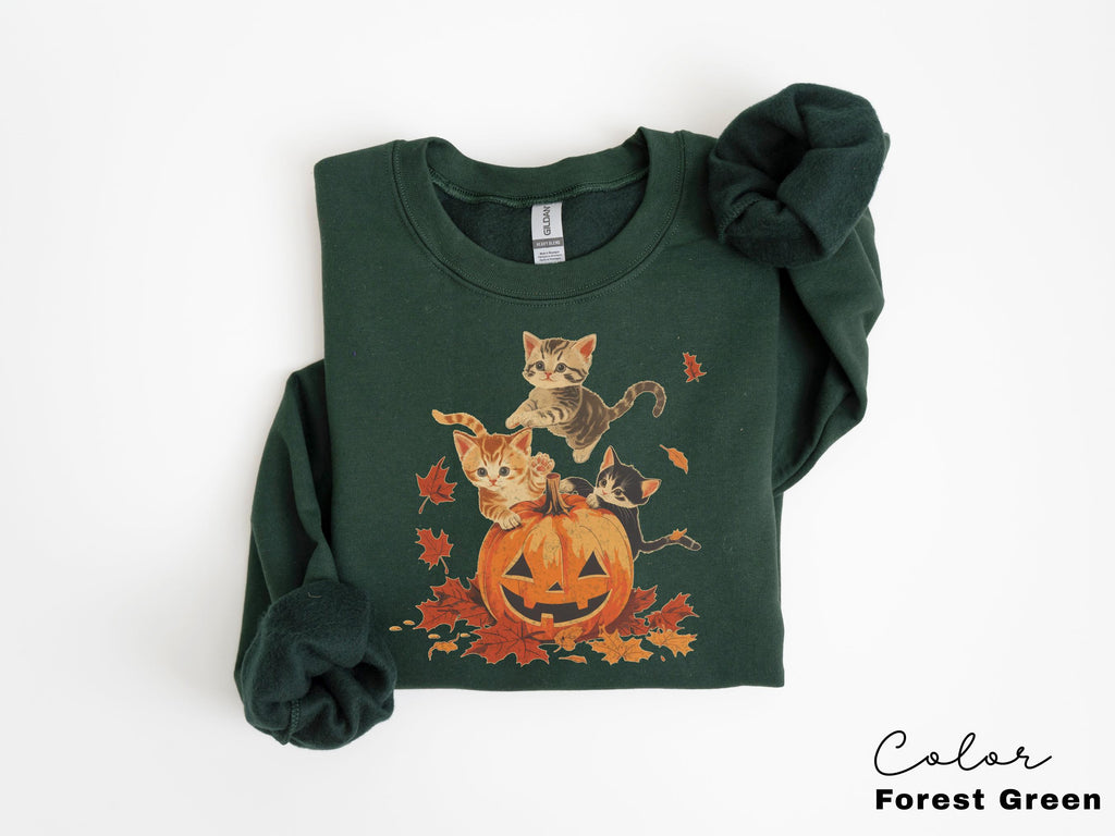 Vintage 90s Cat Halloween Sweatshirt, Retro Halloween Shirt, Spooky Season Tee, Pumpkin Shirt, Cat Lover Shirt, Black Cat, Spooky Season
