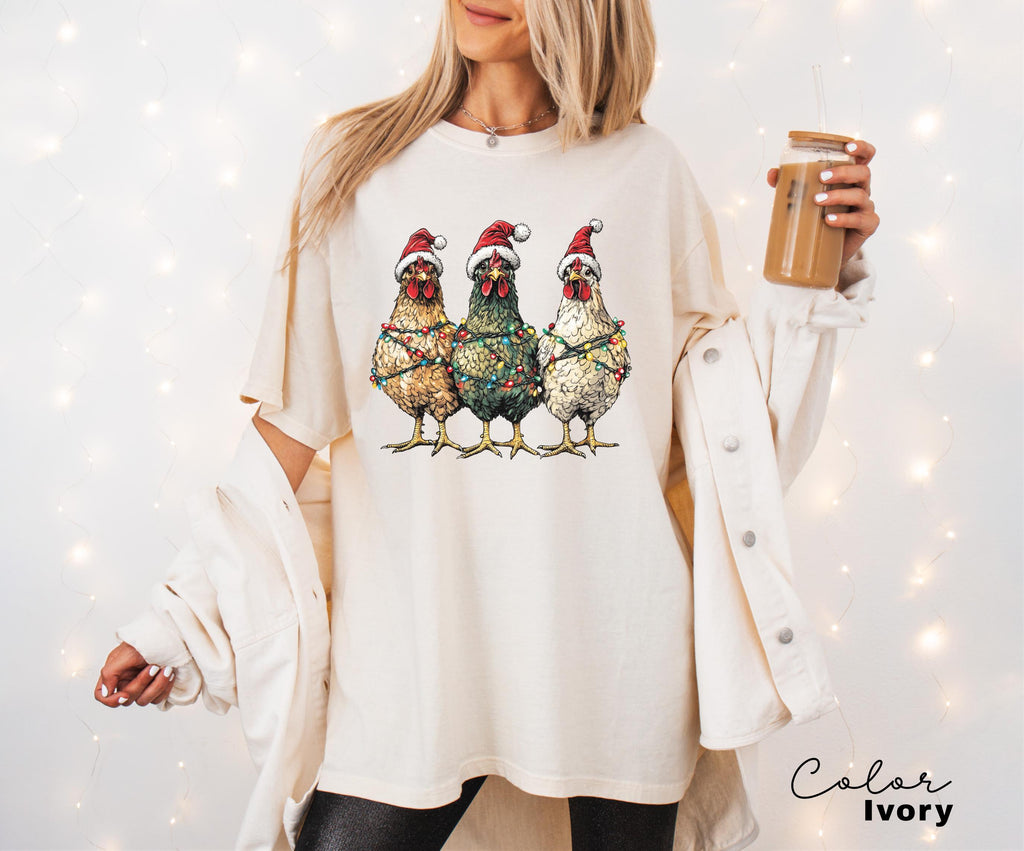 Christmas Chickens Shirt, Funny Christmas Chicken Shirt, Country Christmas, Holiday T-Shirt, Christmas Farm Shirt, Chicken Lover Gift