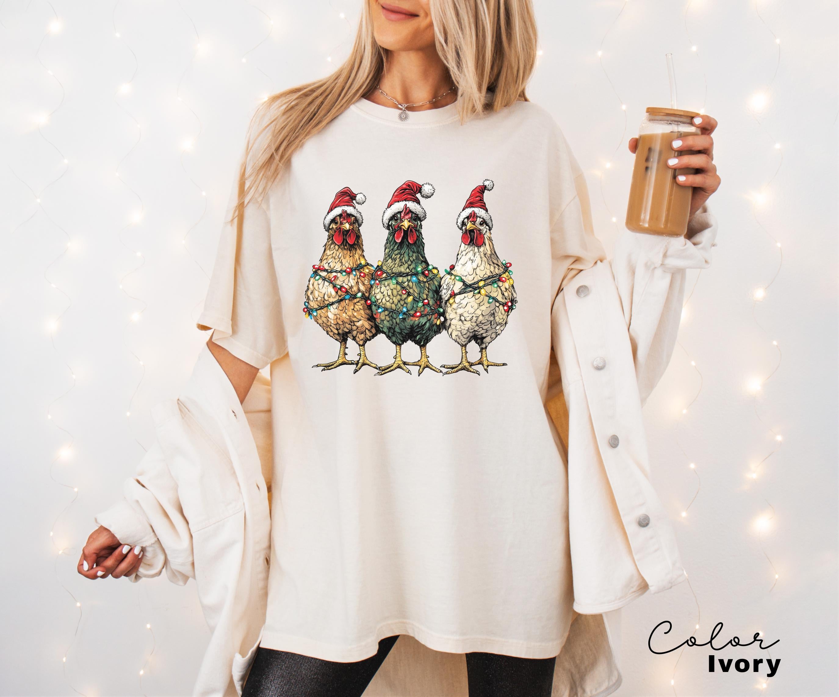 Christmas Chickens Shirt, Funny Christmas Chicken Shirt, Country Christmas, Holiday T-Shirt, Christmas Farm Shirt, Chicken Lover Gift