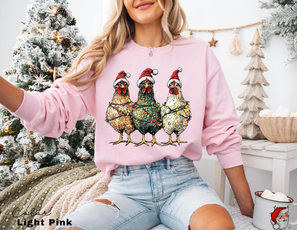 Christmas Chickens Sweatshirt, Funny Christmas Chicken Sweatshirt, Christmas Crewneck, Holiday Sweatshirt, Christmas Farm, Country Christmas