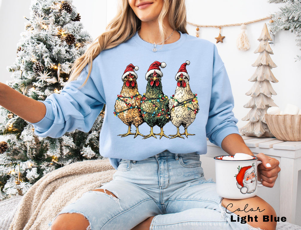 Christmas Chickens Sweatshirt, Funny Christmas Chicken Sweatshirt, Christmas Crewneck, Holiday Sweatshirt, Christmas Farm, Country Christmas