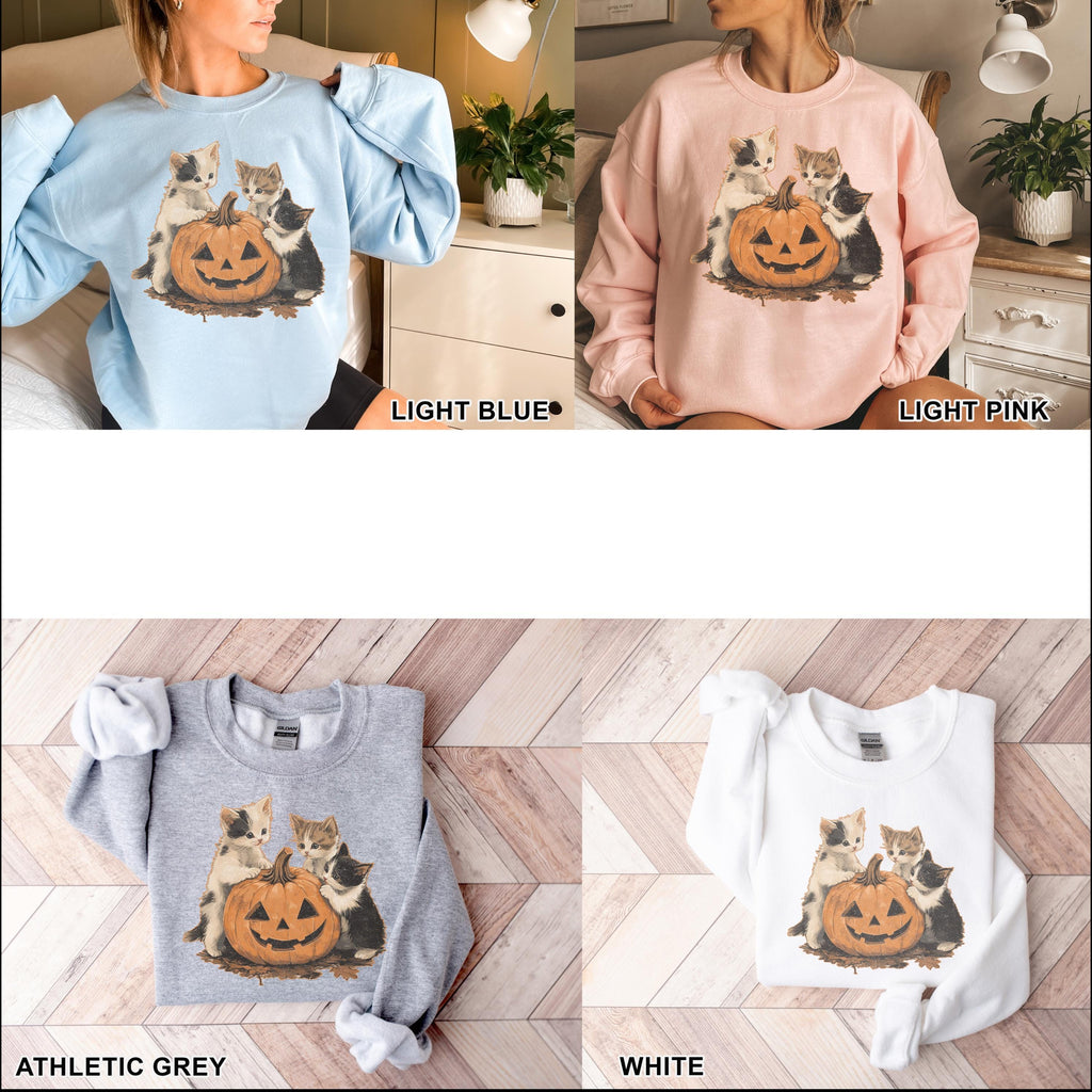 Vintage 90s Cat Halloween Sweatshirt, Retro Halloween Shirt, Spooky Season Tee, Pumpkin Shirt, Cat Lover Shirt, Black Cat, Spooky Season