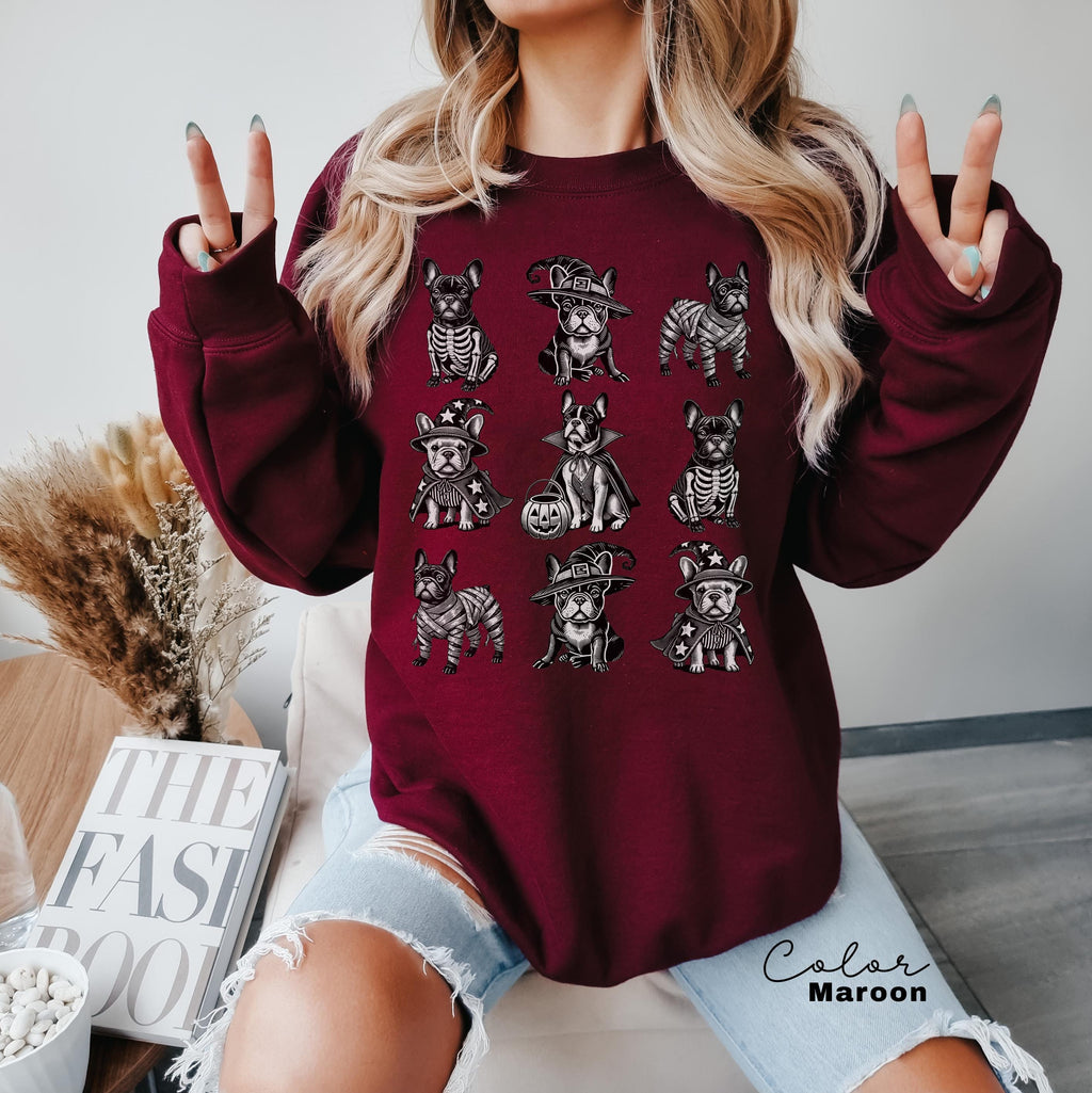 French Bulldog Halloween Dog Sweatshirt, Frenchie Mom Sweatshirt, Gifts For Bulldog Dad Mom, Holiday Pet Parent Gifts, French Bulldog Shirt,