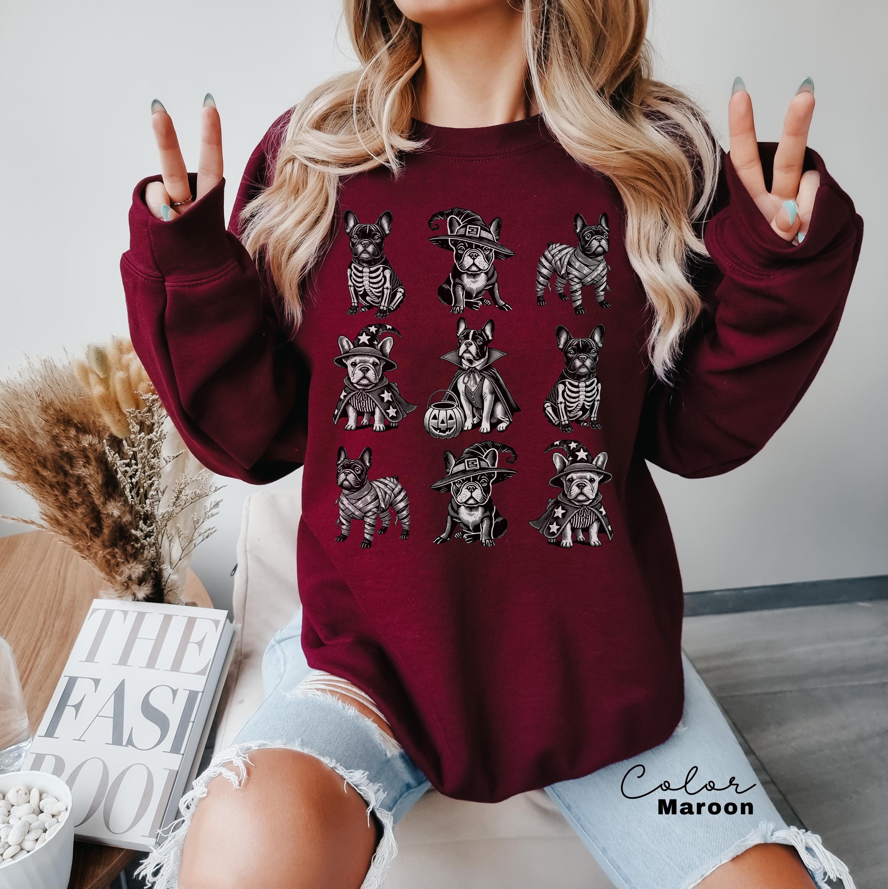 French Bulldog Halloween Dog Sweatshirt, Frenchie Mom Sweatshirt, Gifts For Bulldog Dad Mom, Holiday Pet Parent Gifts, French Bulldog Shirt,