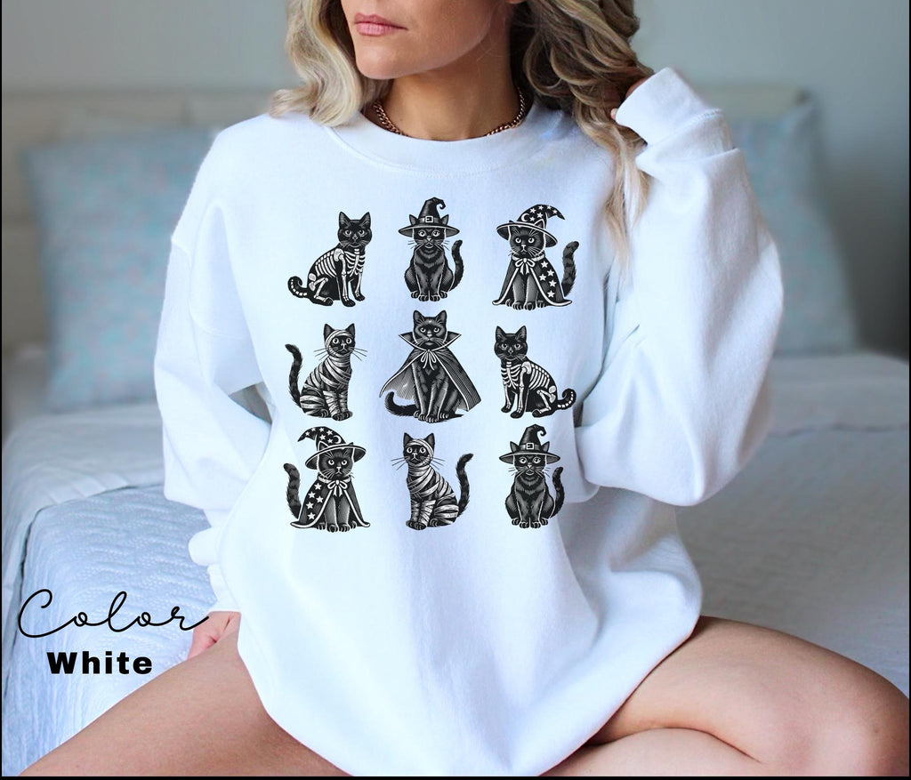 Vintage Black Cat Halloween Sweatshirt, Vintage Black cat sweatshirt, Halloween sweatshirt, Spooky season sweatshirt, Halloween Crewneck
