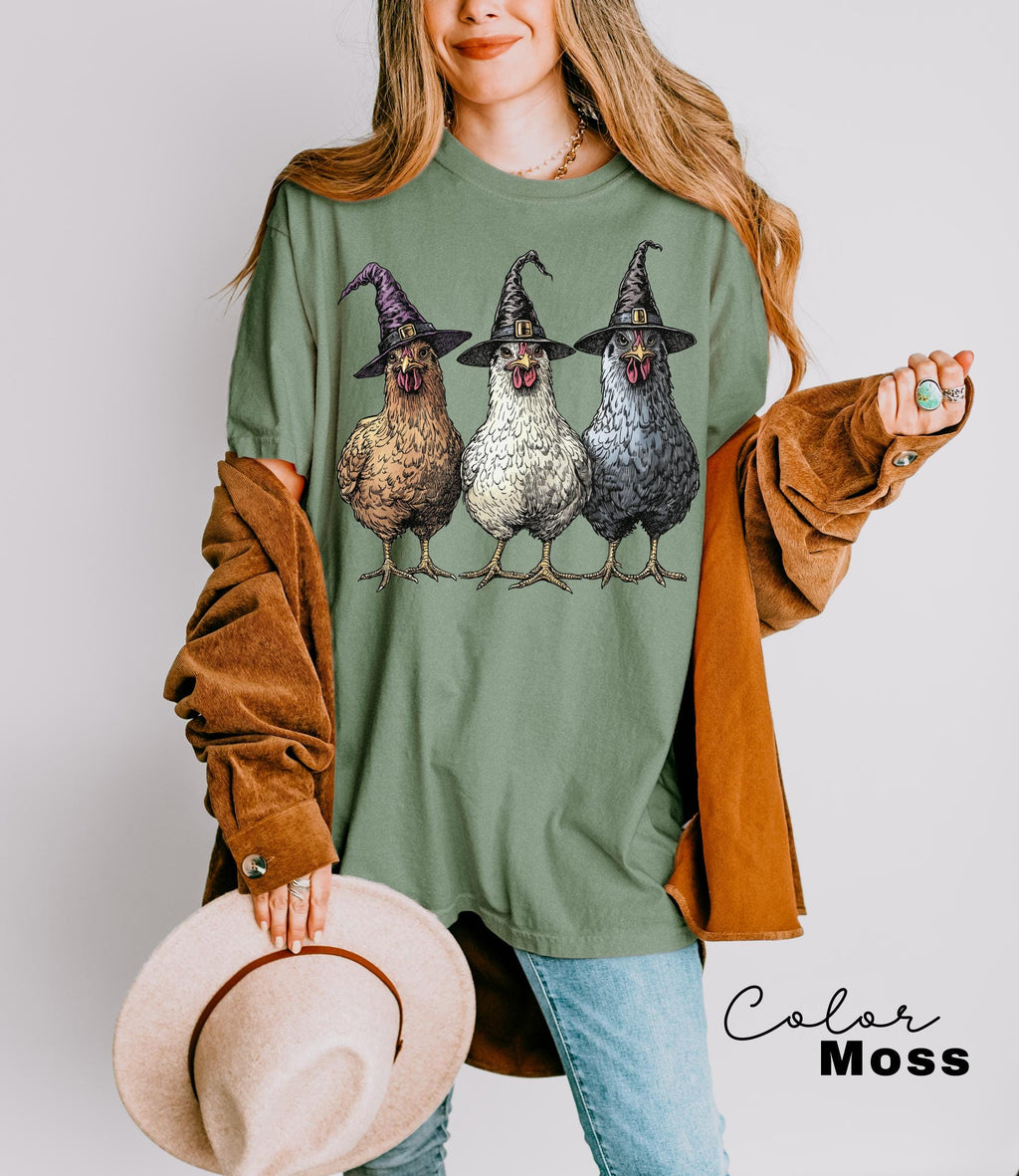 Chicken Witches Funny Halloween Shirt, Vintage Chicken Witch T-Shirt, Funny Women Halloween Gift, Funny Halloween Tee