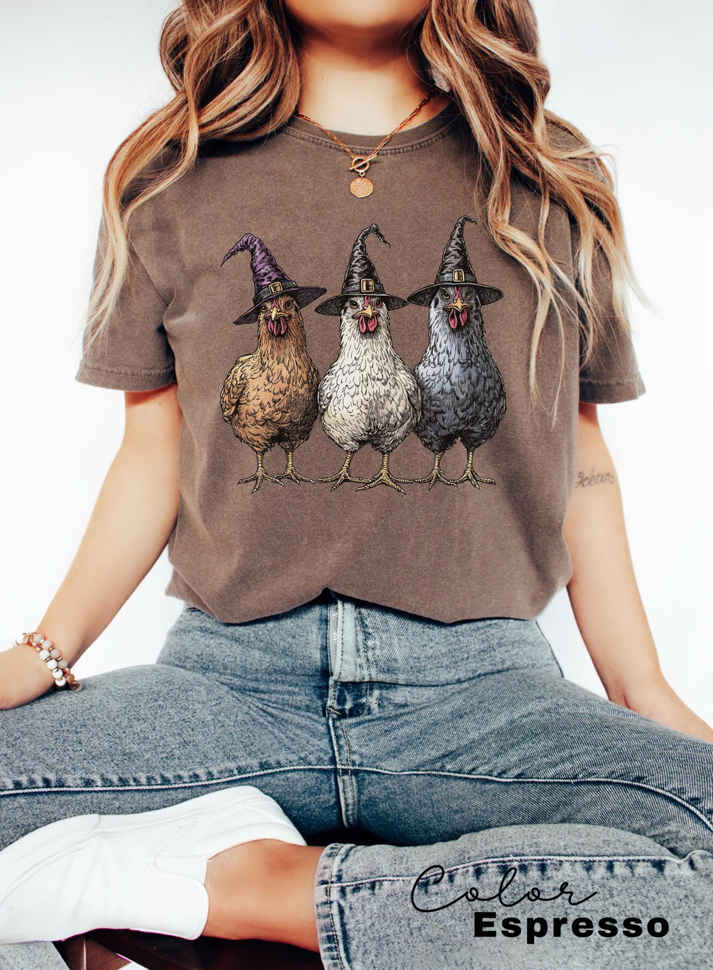 Chicken Witches Funny Halloween Shirt, Vintage Chicken Witch T-Shirt, Funny Women Halloween Gift, Funny Halloween Tee