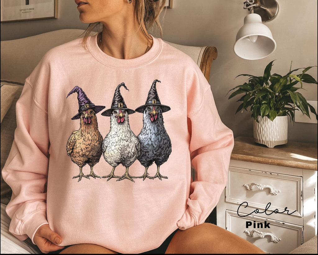 Chicken Witches Funny Halloween Sweatshirt, Vintage Chicken Witch Crewneck, Funny Women Halloween Gift, Country Halloween Sweatshirt,
