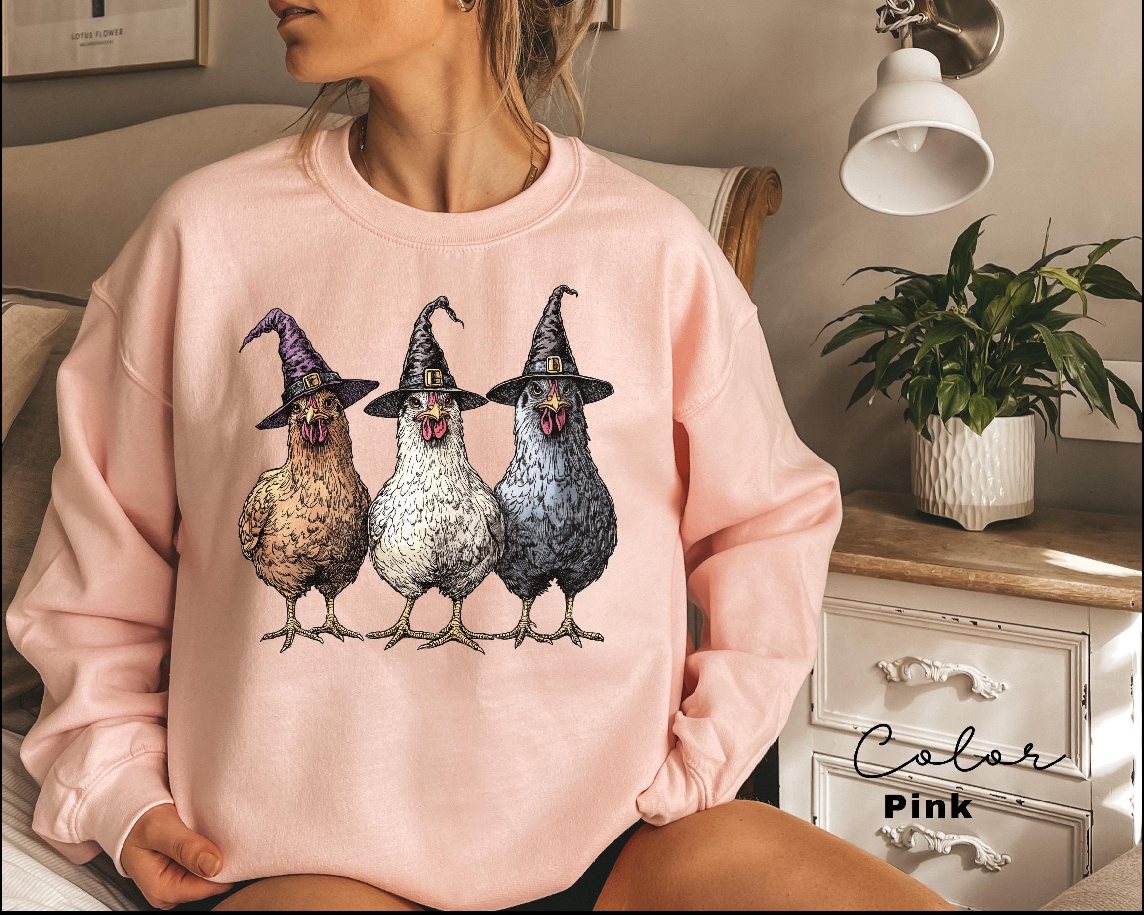 Chicken Witches Funny Halloween Sweatshirt, Vintage Chicken Witch Crewneck, Funny Women Halloween Gift, Country Halloween Sweatshirt,