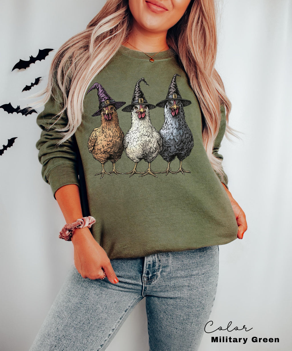 Chicken Witches Funny Halloween Sweatshirt, Vintage Chicken Witch Crewneck, Funny Women Halloween Gift, Country Halloween Sweatshirt,