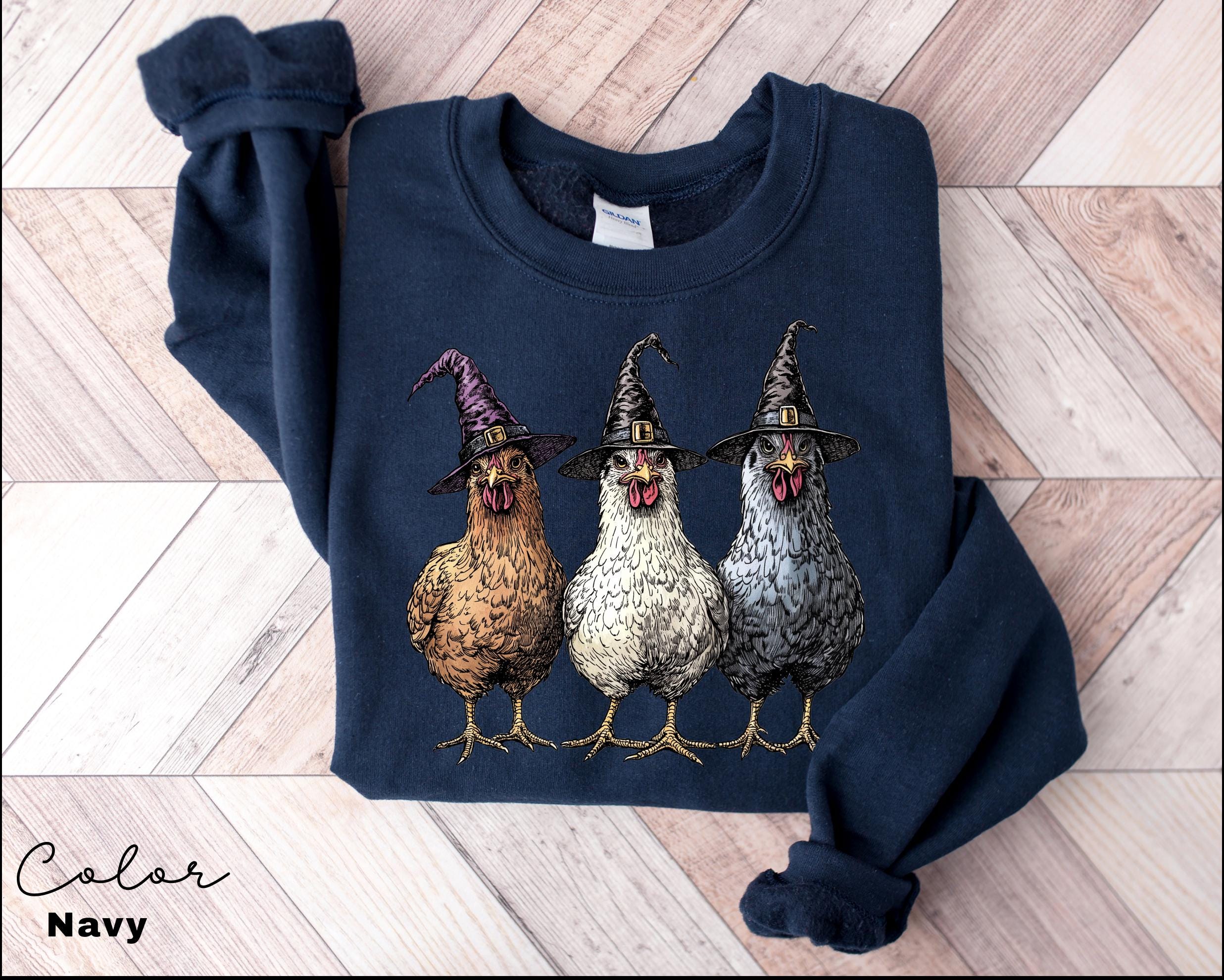 Chicken Witches Funny Halloween Sweatshirt, Vintage Chicken Witch Crewneck, Funny Women Halloween Gift, Country Halloween Sweatshirt,