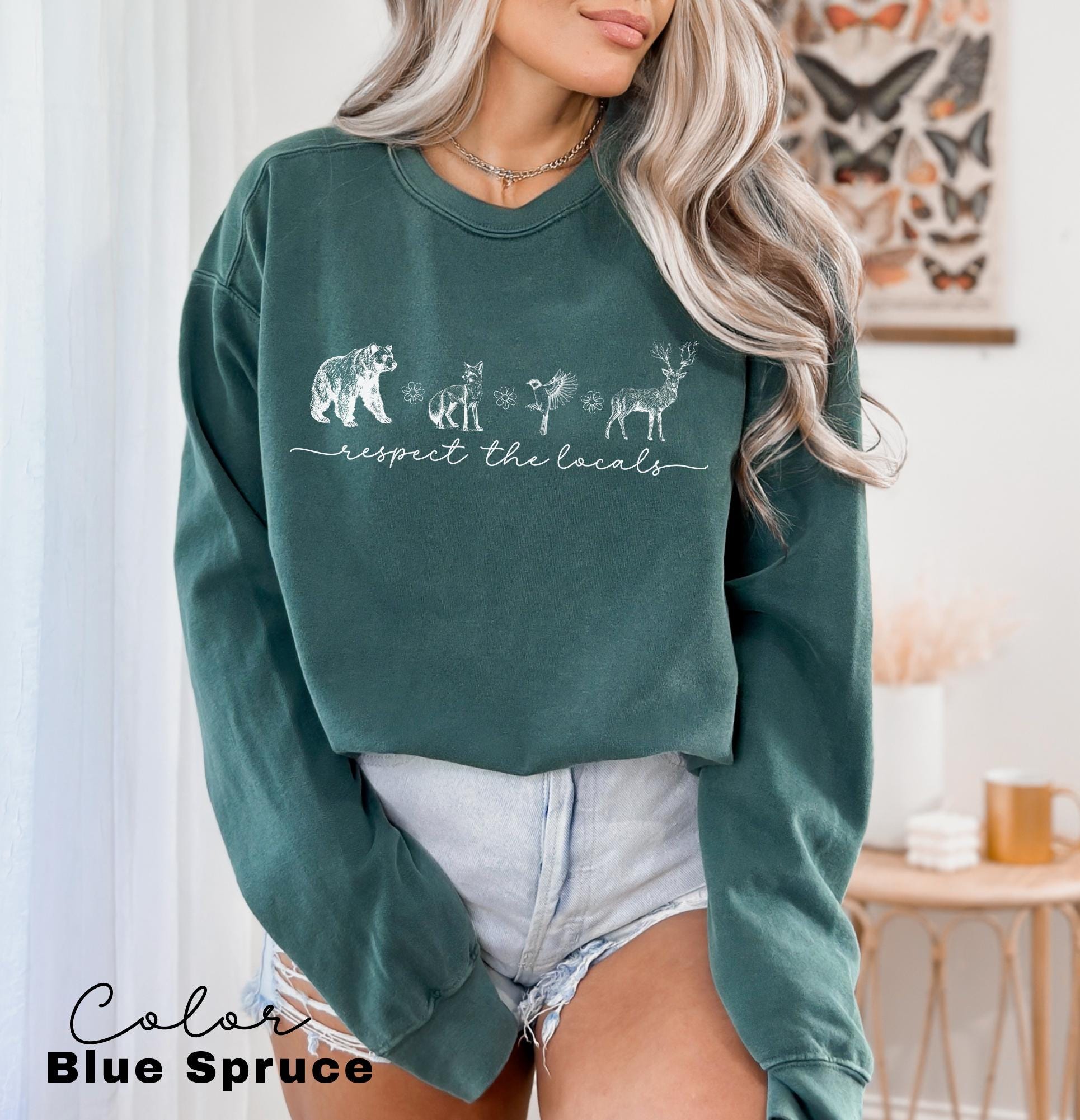 Respect The Local Wildlife Sweatshirt, Gift For Nature Lover, Animal Lover, Protect National Parks, Granola Girl Shirt, Comfort Colors