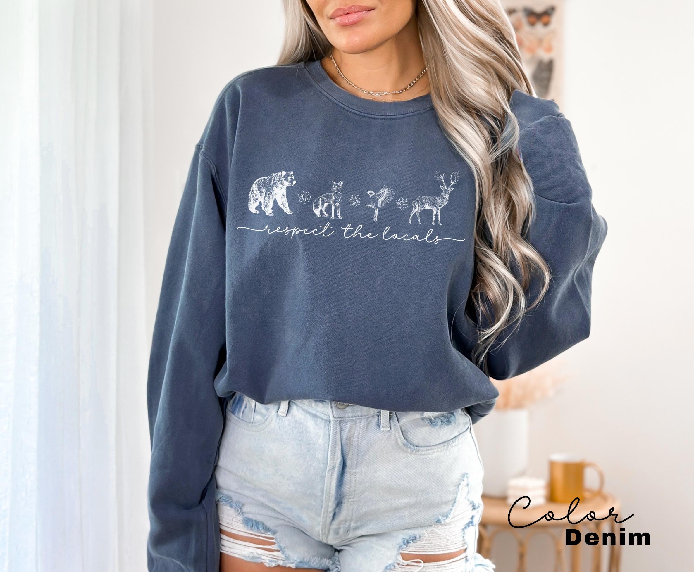 Respect The Local Wildlife Sweatshirt, Gift For Nature Lover, Animal Lover, Protect National Parks, Granola Girl Shirt, Comfort Colors