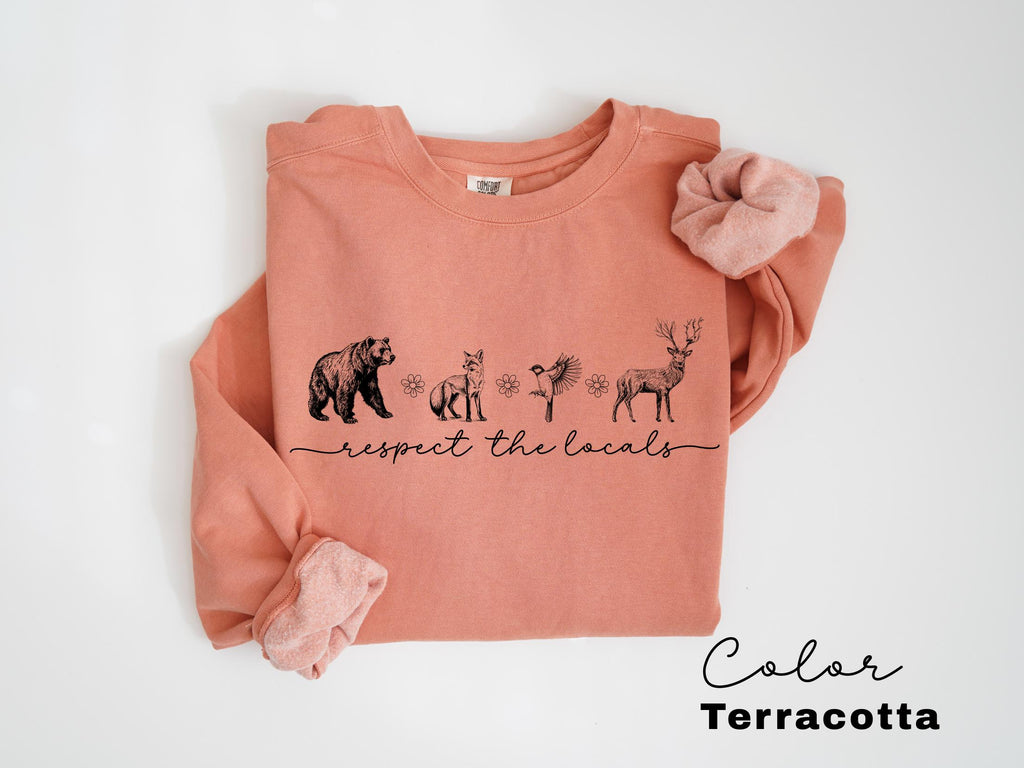 Respect The Local Wildlife Sweatshirt, Gift For Nature Lover, Animal Lover, Protect National Parks, Granola Girl Shirt, Comfort Colors
