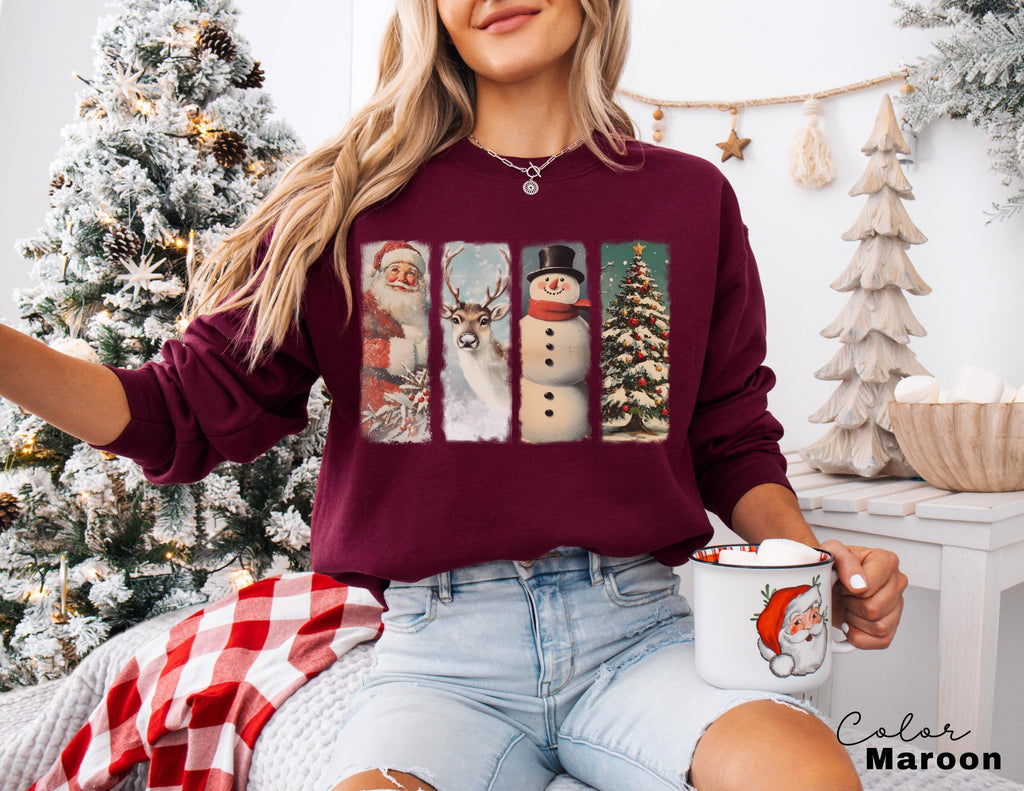 Retro Santa Sweatshirt, Vintage Santa Sweatshirt, Retro Christmas Santa, Holiday Clothing Women, Christmas Sweatshirt for Woman, holiday