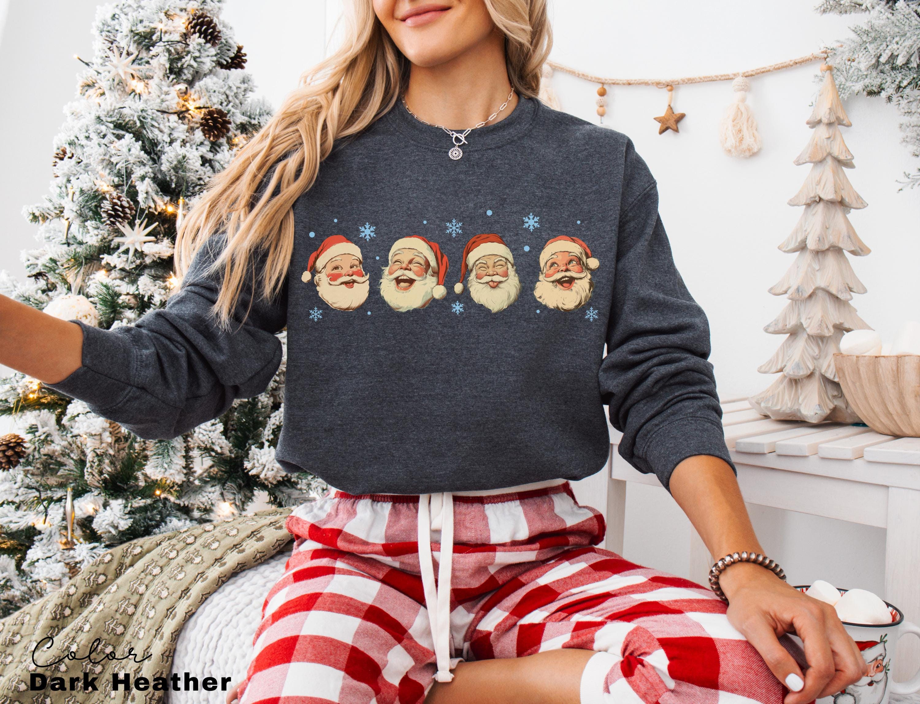 Vintage Santa Christmas Sweatshirt , Retro Santa Claus , Cute Santa Claus Xmas, Holiday Clothing Women, Christmas Sweatshirt for Woman,