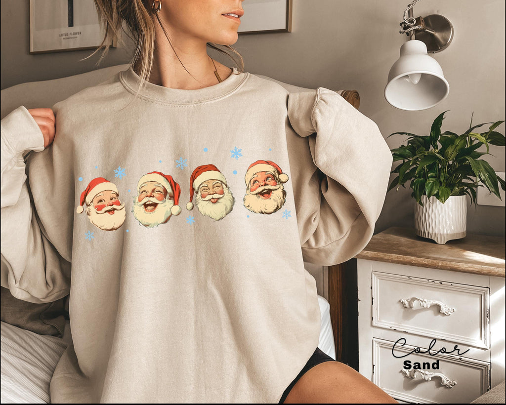 Vintage Santa Christmas Sweatshirt , Retro Santa Claus , Cute Santa Claus Xmas, Holiday Clothing Women, Christmas Sweatshirt for Woman,