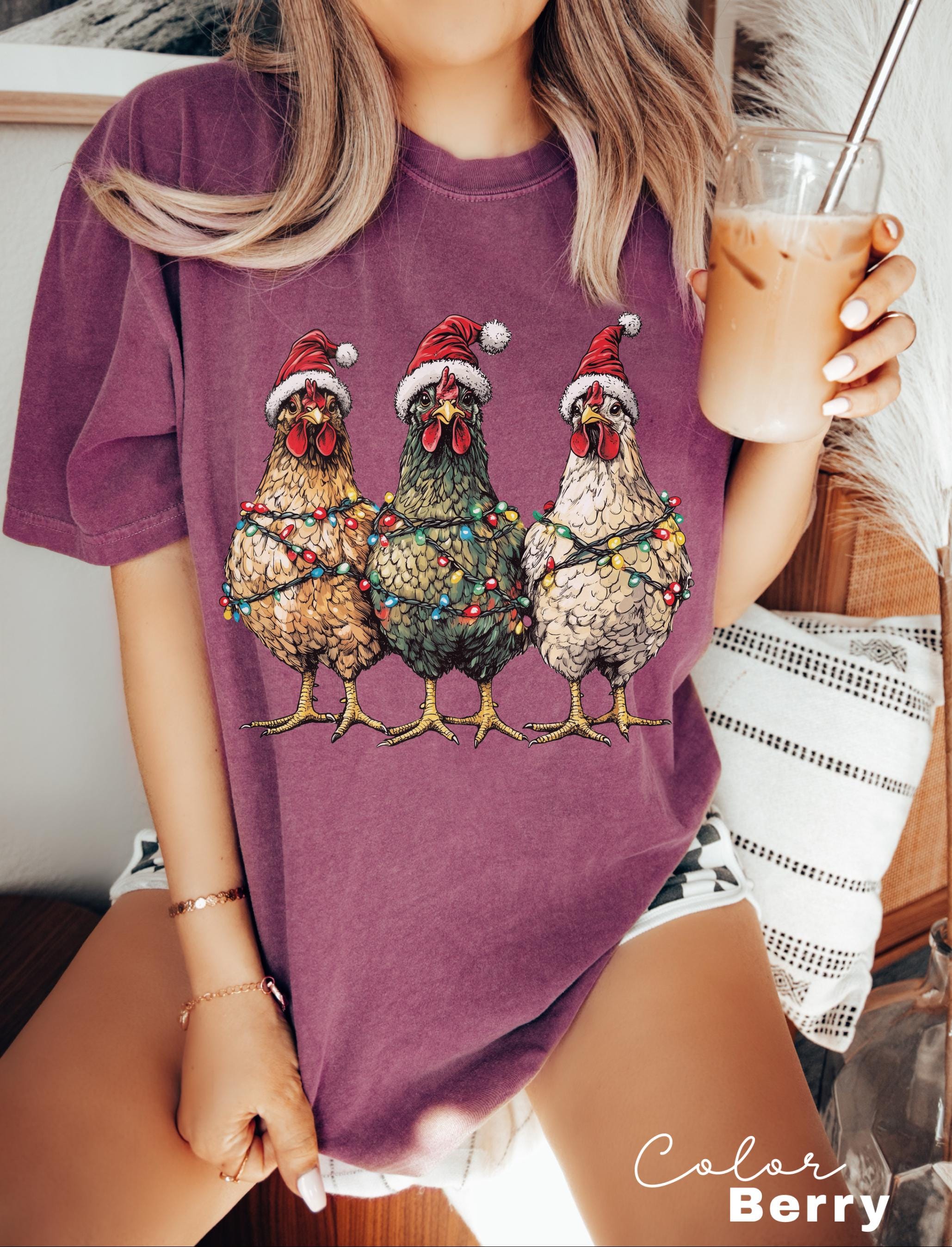Christmas Chickens Shirt, Funny Christmas Chicken Shirt, Country Christmas, Holiday T-Shirt, Christmas Farm Shirt, Chicken Lover Gift